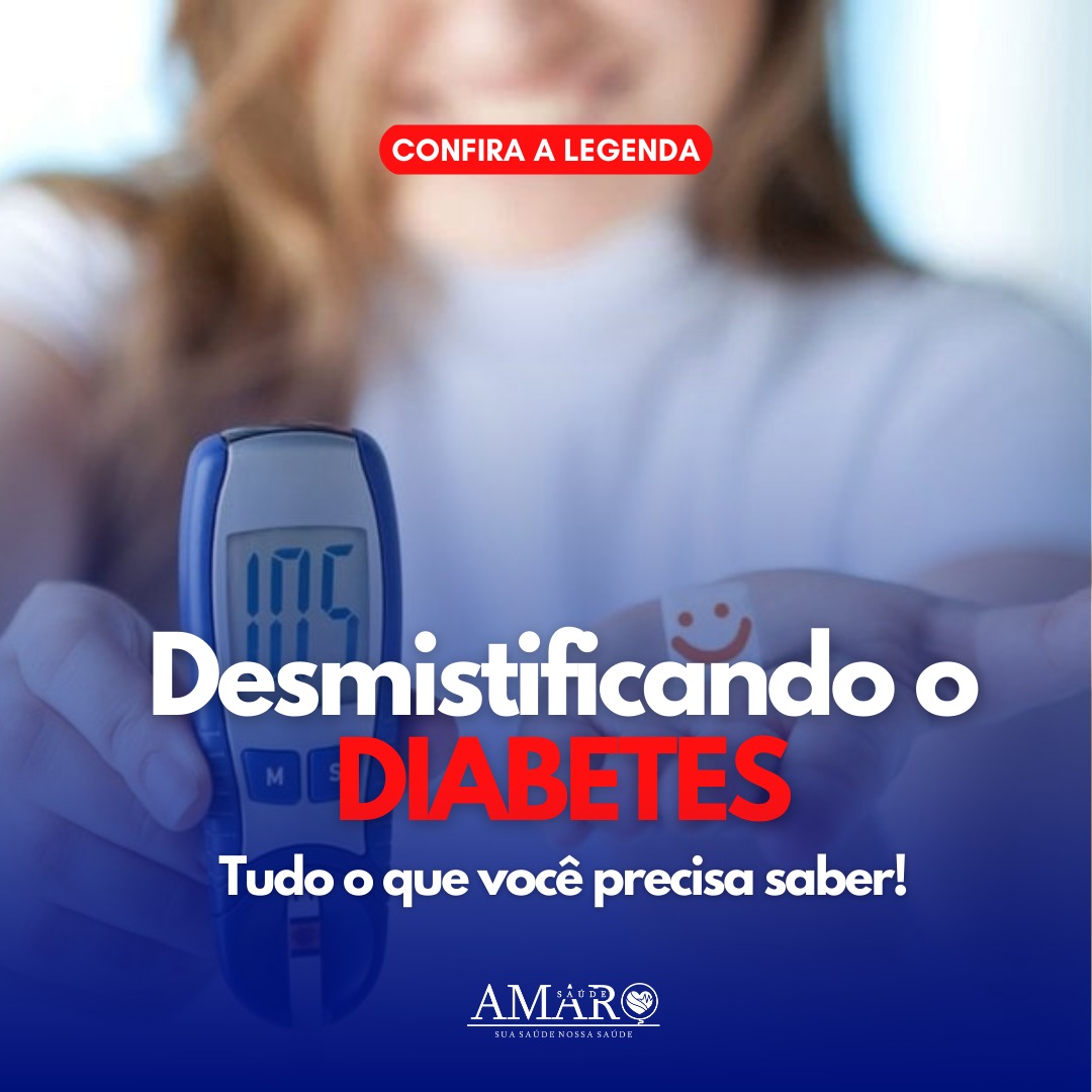 🩺 O que é diabetes?
O diabetes é uma condição crônica que afeta a forma como o corpo utiliza a glicose, um açúcar essencial para a energia. Existem diferentes tipos de diabetes, sendo os mais comuns o Tipo 1 e o Tipo 2.
🔍 Mitos comuns:
“Diabetes é causado por comer muito açúcar?”
Na verdade, embora uma dieta rica em açúcar possa contribuir para o diabetes tipo 2, fatores genéticos e estilo de vida também desempenham um papel crucial.
“Apenas pessoas com excesso de peso têm diabetes?”
O diabetes tipo 1 pode afetar pessoas de qualquer peso, e o tipo 2 pode ocorrer em pessoas magras, especialmente se houver histórico familiar.
Uma vez que você tem diabetes, não pode comer carboidratos.
O segredo está na moderação e na escolha de carboidratos saudáveis. Uma alimentação equilibrada é fundamental!
FICOU ALGUMA DÚVIDA? CONTE AQUI PRA GENTE NOS COMENTÁRIOS