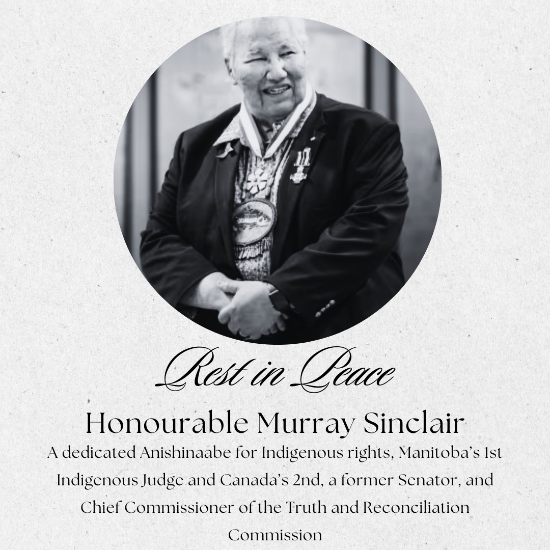 We are sad to announce the passing of the Honourable Murray Sinclair CC OM MSC on November 4, 2024.
He was born Mizanay (Mizhana) Gheezhik and was a renowned Anishinaabe Senator, the 1st Indigenous Judge in Manitoba and only the 2nd in Canada; who then led the Truth and Reconciliation Commission from 2009 to 2015.
Our Founder, Tim O'Loan, worked as his Advisor for 5 years and was part of The Commission's 2015 Final Report, which documented the history and legacy of Canada's residential school system across six volumes and more than two million words. This also included developing the 94 Calls To Action, which are still being worked on to this day. Sadly, the Commission came to the conclusion that Canada had engaged in acts of "cultural genocide."
The Honourable Murray Sinclair's impact in Canada and the world has been monumental and so very important for everyone!
In lieu of flowers, the family is asking those who are able, to donate to The Murray Sinclair Memorial Fund at The Winnipeg Foundation.
For those wishing to pay respects in person, a sacred fire to help guide his spirit home has been lit outside the Manitoba Legislative Building.
"Everyone is welcome to visit his sacred fire to make an offering of tobacco and send him your best wishes," his family has stated.
The family is asking others across the country not to light any other fires for him out of respect for his journey.
He will be greatly missed!
#ReconciliActions #IndigenousCulture #IndigenousLeadership #TruthAndReconciliation