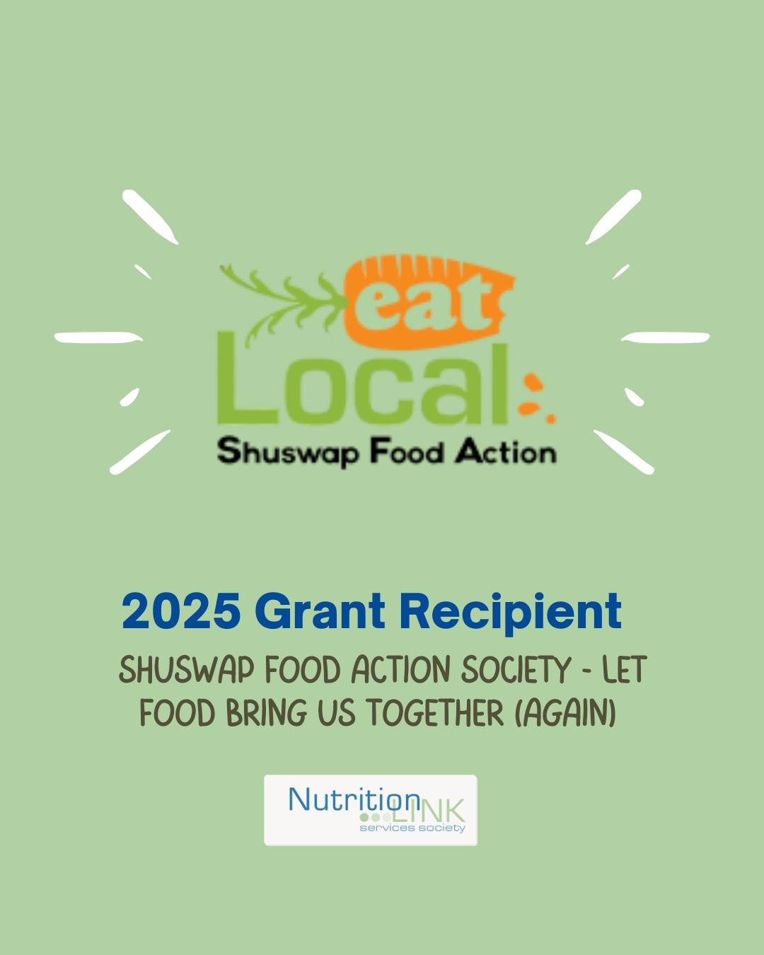 Nutrition Link Services Society (NLSS) is proud to support the Shuswap Food Action (2018) Society and their project, Let Food Bring Us Together (Again), in the Shuswap region of BC.
This initiative focuses on promoting food literacy and building community resilience through shared meals and educational programming.
The project aims to:
Increase food literacy for all age groups in the community
Foster community engagement by bringing people together over food
Strengthen regional food security through local food systems
Through this partnership, NLSS is excited to contribute to an initiative that uses food as a powerful tool for community building and improving food security. We are confident that this project will have a lasting positive impact on the Shuswap region.
#FoodSecurity #CommunityEngagement #FoodLiteracy #RegionalFoodSystems #Shuswap #NLSS #SupportingCommunities #BC