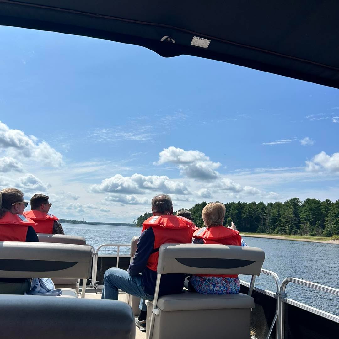 Today is a beautiful day to take our boat to the Island! 🌲 Just a reminder that we are open until September 14th, so make sure to plan your trip and enjoy the last few moments of summer with us! ☀️