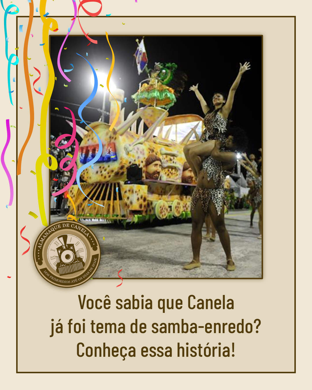 Em 2014, a escola de samba União da Vila do IAPI, de Porto Alegre, prestou uma homenagem especial aos 70 anos de Canela em seu desfile. Com a chegada do Carnaval, é hora de relembrar esse momento marcante!
#Carnaval #UniãoDaVilaDoIAPI #HistóriaDeCanela