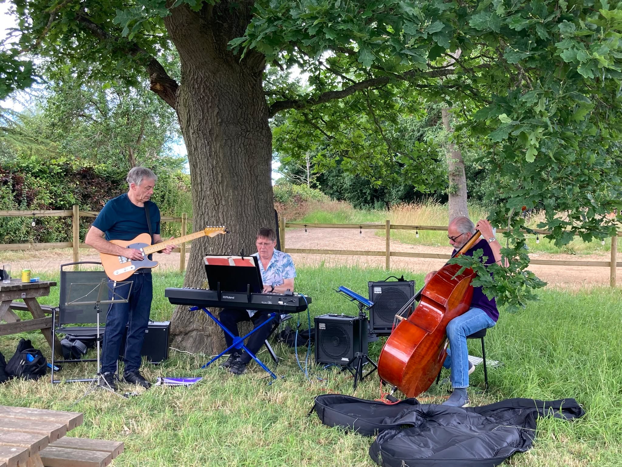 Well the gig a couple of weeks ago by The KRG Trio was such a blast they're doing it again on Saturday 27th July.
If the weather's OK (and Tomasz Schafernaker tells me it will be) the super talented trio will be installing themselves under the oak tree and laying down some killer jazzy grooves. And if the weather's dodgy they'll do it indoors.
Beers, brownies and banter from 11, Bix and Benny G from 3 ish.
Till then we're open weekdays 8 till 4 and Saturday 11 till 5.
See y'all soon
The 3Bs Trio