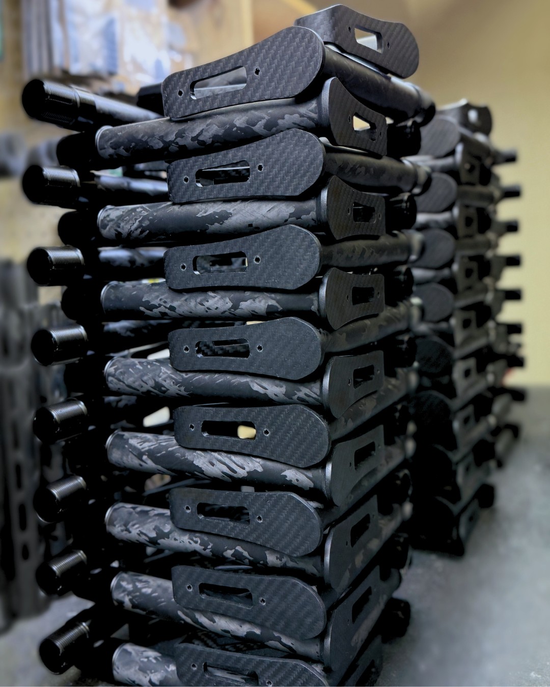Stacks on stacks of our ultra-light carbon fiber buttstocks ready to go!🙌🔥 Precision-crafted for durability, performance, and a serious weight reduction. Who’s running Smoke Composites on their setup?
#lightweight #smokecomposites #carbonfiber #carbonfibergunparts #stock #MadeinUSA
