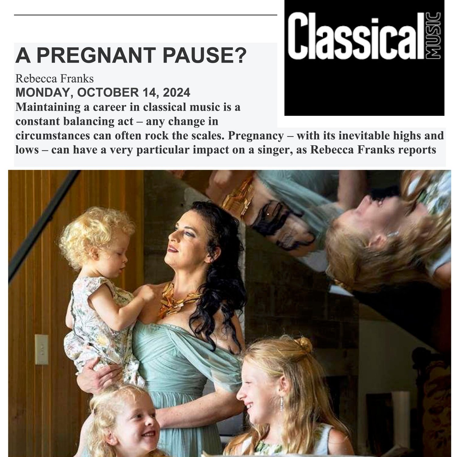 🤩 SWAP'ra in the press!
Two members of our Senior Management Team: @hannah.sandison and Co-Founder, @madeleine_pierard_soprano, were interviewed by Rebecca Franks about the effects of pregnancy and childbirth on the profession of singing for #ClassicalMusicMagazine
👓 Read the full article here: 👉
https://www.classical-music.uk/features/article/a-pregnant-pause
"There’s something in the world that is simply more important than your singing career, that makes you, the voice, your performance freer.' Sandison finds performing as a parent 'liberating’" - Hannah Sandison
📷 @lottiehedleyphoto Pictured: @madeleine_pierard_soprano with her three daughters, Chloe (11), Eleanor (8) and Ruby (3).
#support #operasingers #professionaldevelopment #operaparents #musomum #operasingersofinstagram #postpartumjourney #operamum #workingmother #internationaloperaawards #parentsinperformance #swapra #interview #classicalmusic #female #operalife #performingarts #carersinperformance