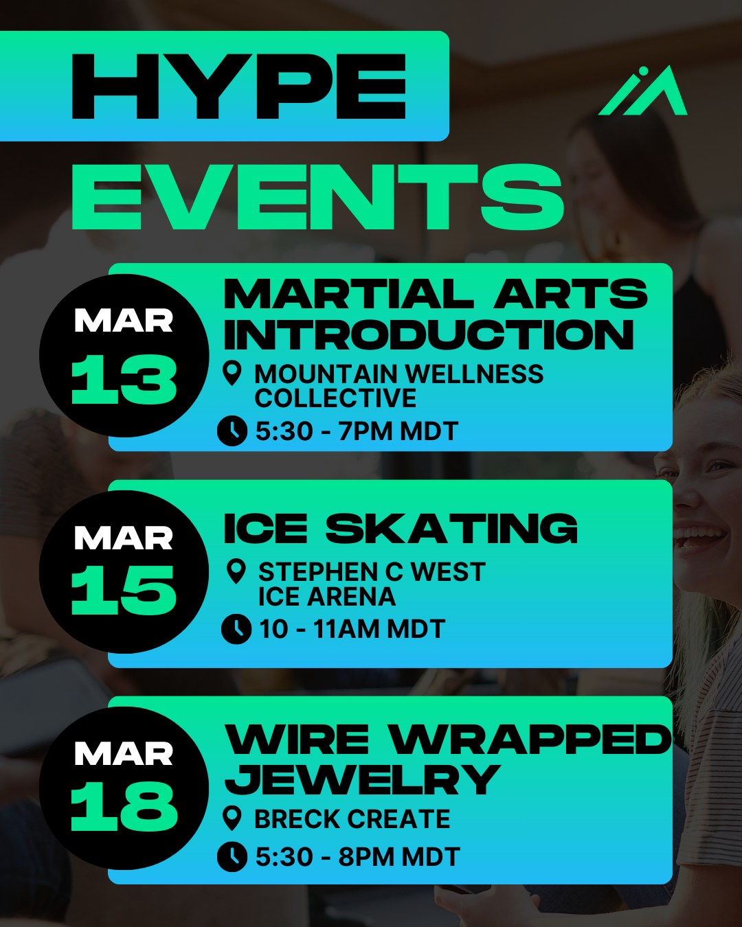 Get ready to HYPE it up with @buildinghopesummit!
Join us for a week of awesome activities: kick start your skills with Martial Arts, find your zen with Mountain Wellness, glide into fun with Ice Skating, and craft your own style with Wire Wrapped Jewelry! All events are for ages 12-18. Check the details below and sign up!
- Martial Arts Introduction at Mountain Wellness Collective in Dillon, CO.
- Ice Skating at Stephen C West Ice Arena in Breckenridge, CO.
- Wire Wrapped Jewelry at Breck Create in Breckenridge, CO.
Sign up at: bit.ly/HYPEcalendar
#BuildingHopeSummitCounty #SummitCountyEvents #BreckenridgeColorado #DillonColorado #TeenActivitiesSummitCounty