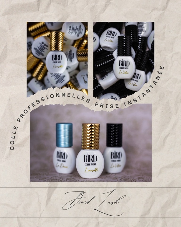 Découvrez la gamme de colles professionnelles Bird 🕊️ pour extensions de cils, conçue pour sublimer chaque pose avec précision et performance !
La Veloce ⚡️ : Colle noire à prise instantanée, parfaite pour les techniciennes expérimentées. Son séchage ultra-rapide permet un travail efficace tout en assurant une tenue longue durée et un fini intense.
La Douce 🌸 : Colle noire à prise rapide, formulée spécialement pour les yeux sensibles. Elle réduit les risques d'irritation sans compromis sur la tenue. Idéale pour les clientes sensibles ou sujettes aux allergies.
L’Invisible ✨ : Colle transparente à prise instantanée, idéale pour les poses de cils colorés ou artistiques. Elle assure une fixation rapide et discrète, sans altérer les couleurs des extensions.