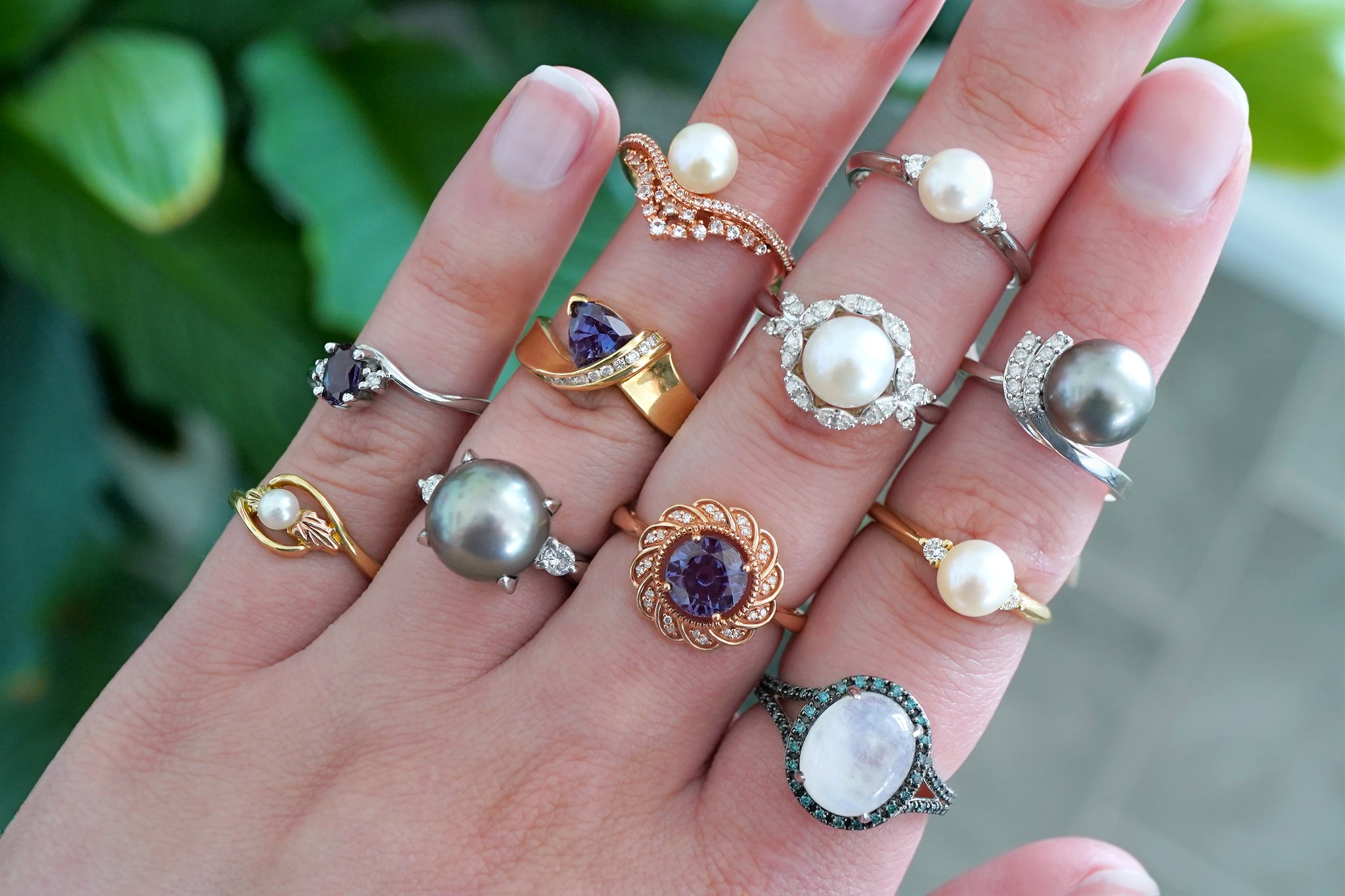 Happy birthday, June babies! Did you know that you have 3 birthstones? They include Alexandrite, Pearl, and Moonstone.
Alexandrite: Itโs the color-change variety of the mineral, chrysoberyl. Bluish-green in daylight, purplish red under incandescent light; hard and durable. Top-quality examples are rare and valuable. Originally discovered in Russiaโs Ural Mountains in the 1830s, itโs now found in Sri Lanka, East Africa, and Brazil. Often described by gem aficionados as โemerald by day, ruby by night.โ
Pearl: Produced in the bodies of marine and freshwater mollusks naturally or cultured by people with great care. Lustrous, smooth, subtly-colored pearls are jewelry staples, especially as strands. Perhaps the best-loved gems of all time, pearlsโnatural and culturedโoccur in a wide variety of colors. They date back to at least 2206 BC when they were first written about. In 1917, Pierre Cartier traded a double strand of natural pearls for a mansion on Fifth Avenue in New York City.
Moonstone: A ghostly sheen moves under the surface of this feldspar, like moonlight glowing on the water. It's prized for its billowy blue adularescence, caused by light scattering from an intergrowth of microscopic, alternating layers. The minerals in the Feldspar family make up 60% of the Earthโs rocky crust. Moonstone is found in Tanzania, India, Sri Lanka, and Madagascar.
Shop our in-stock June birthstone jewelry at jbacher.com!