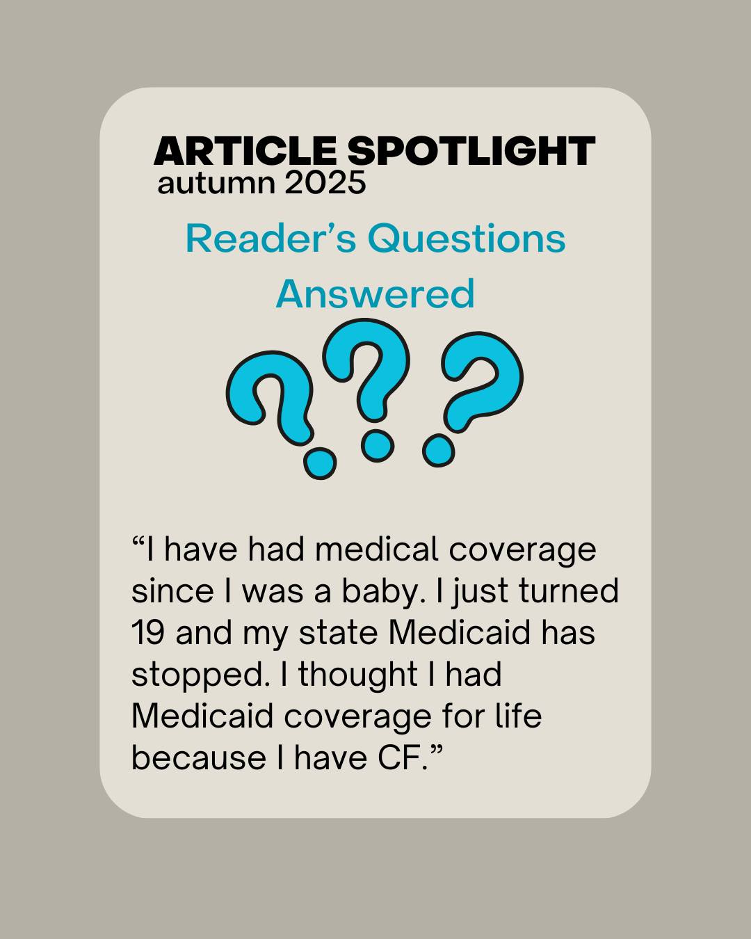 ➡ In the latest edition of “Ask the Attorney”, Beth Sufian, J.D., Vice President of USACFA, answers some of your questions. She covers topics around SSDI, SSI, and the importance of proper health insurance.
➡ Check out this article starting on page 20 along with many others by subscribing to our free quarterly publication.
➡ To read this article and many more, simply subscribe to our free quarterly publication if you haven't already. It takes less than a minute!
🔗 Link in bio to subscribe! (www.cfroundtable.com)
➡ Once subscribed, you will get an email with the latest issue as well as access to past issues. Please comment or send us a DM if you have any questions.
#CFawareness #cf #cysticfibrosis #cfwarrior #cfirl