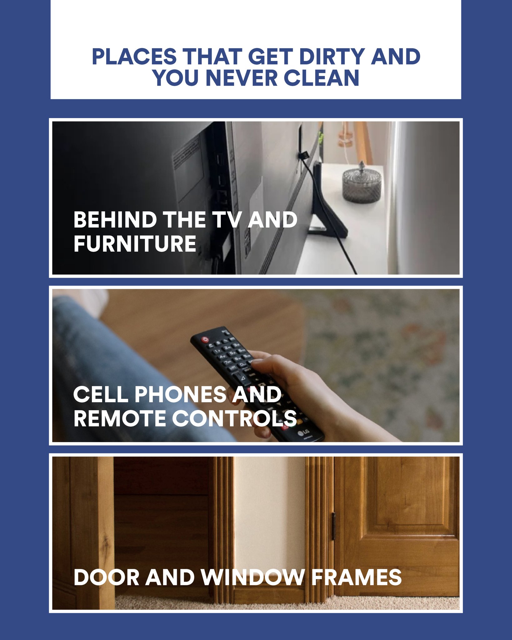 Those forgotten corners can be full of dust, mites and bacteria without you noticing… 🦠😱 It's time to act! 🧽✨
From door frames to the back of appliances, every space counts to keep a clean and healthy home. 💨🏡
Is there a corner that you always forget to clean?