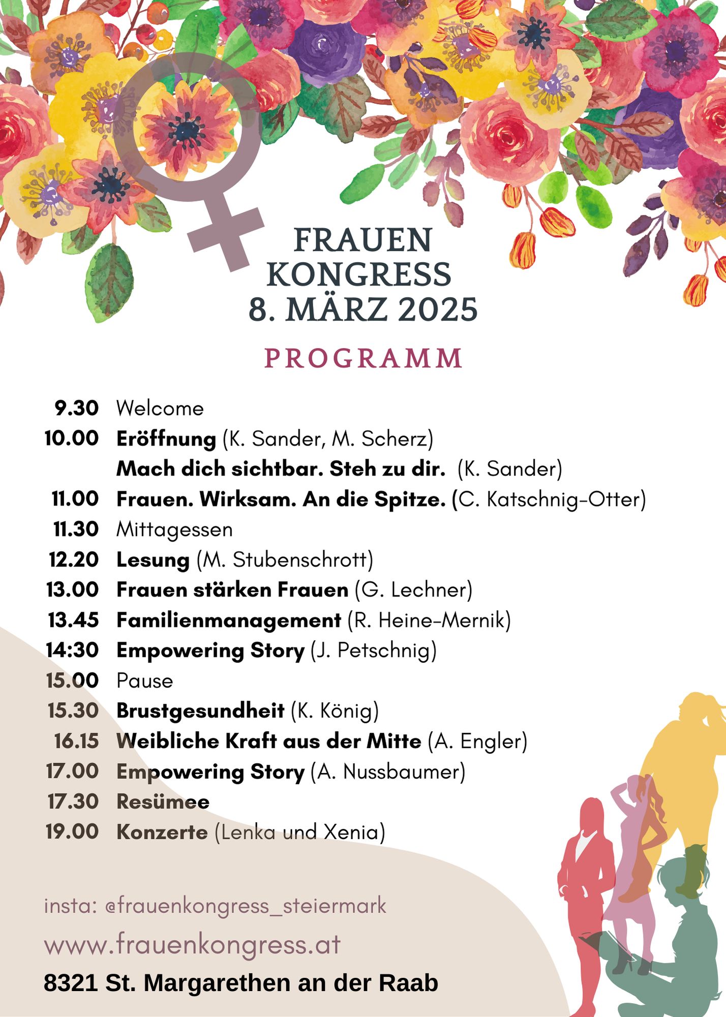 Der Weltfrauentag rückt näher!
Du hast noch nichts vor? Pack deine Freundinnen ein und kommt zu uns!
Auftaktveranstaltung Frauenkongress im Bezirk Weiz in der Steiermark!
Was dich erwartet?
* inspirierende Frauen
* geniale Vorträge
* Konzerte
* eine Lesung
* Netzwerken
* super-feines Essen
* ein Welcome-Drink
* DeIn Willkommensgeschenk
* und weitere Überraschungen
Als Steirerinnen des Tages in der #kleinezeitung sind wir mit unserem Team Deine Gastgeberinnen und freuen uns auf einen ganz besonderen Tag!
Unsere Kooperationspartnerinnen sind:
#kleinezeitung #raiffeisenbank #wkosteiermark #fiw_steiermark #Felin #innova #IBY #kfb #endoheroes
Programm, weitere Info und Tickets gibst hier:
www.frauenkongress.at