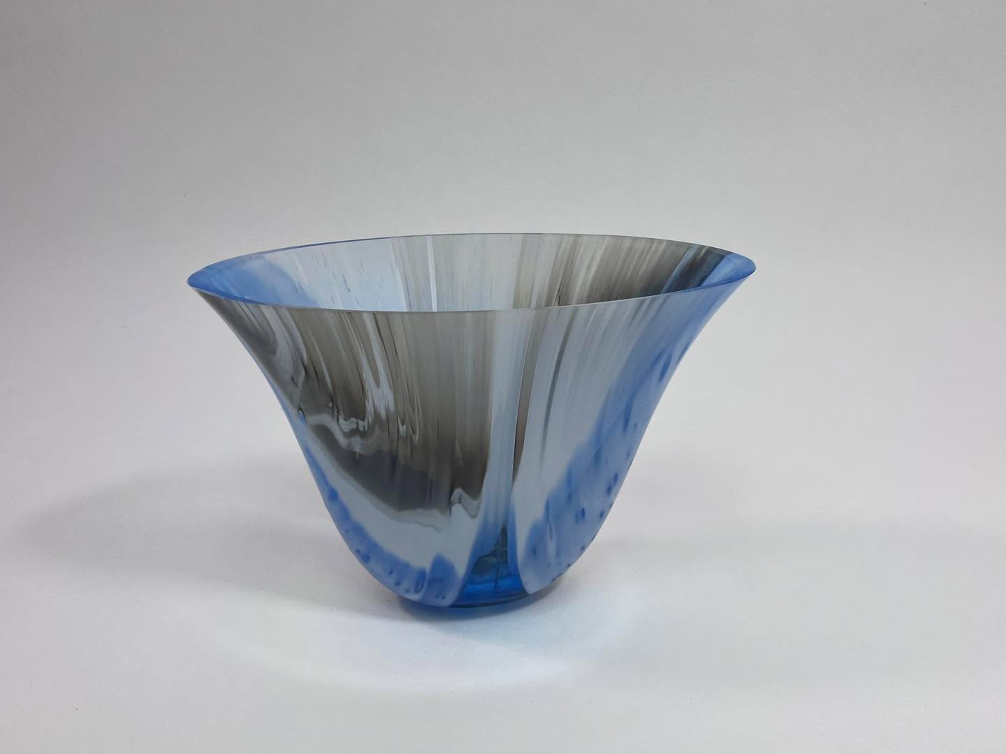 Just managed to finish this slim drop vessel. 5th attempt! Echoing blown glass vessels.