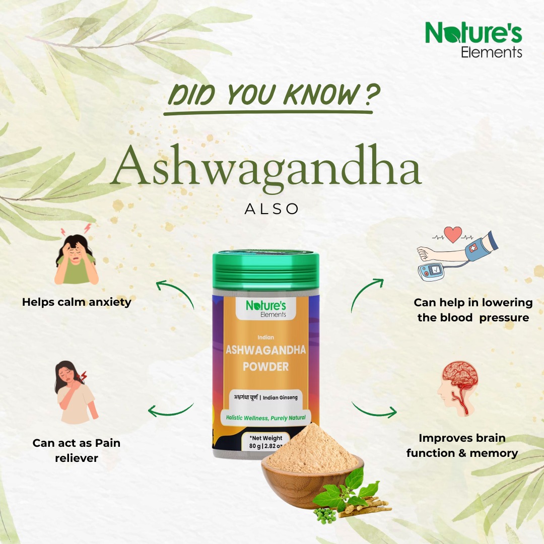 🌿 Facts Friday with Nature’s Elements! 🌿
This week, let’s talk about the Ayurvedic powerhouse – Ashwagandha! ✨
Known as the King of Ayurvedic Herbs, Ashwagandha has been used for centuries for its incredible health benefits:
✔ Calms Anxiety & Reduces Stress 🧘♀️
✔ Boosts Brain Function & Memory 🧠✨
✔ Acts as a Natural Pain Reliever 💪
✔ Helps Lower Blood Pressure & Supports Heart Health ❤️
Harness the power of Ayurveda with Nature’s Elements Pure and Natural Ashwagandha Powder, experience wellness the natural way! 🌿💚
Shop Now at - www.natureselements.in
#FactFriday #NaturesElements #AyurvedaWisdom #ashwagandha #powder #ayurveda #superfood #AshwagandhaBenefits #HolisticHealing
