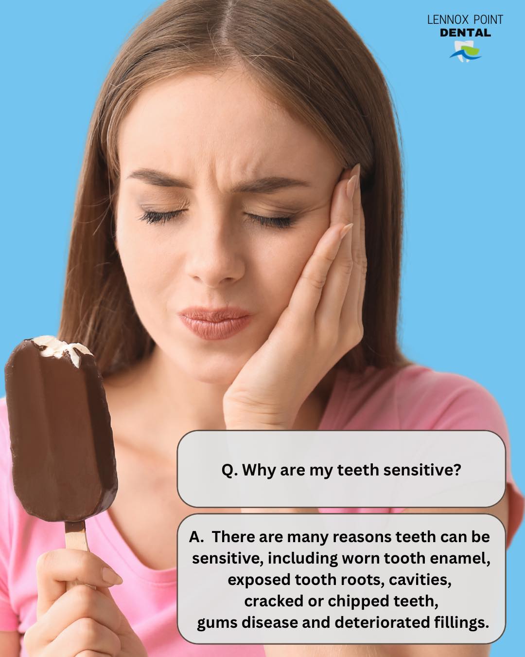 If you are suffering from tooth sensitivity, Lennox Point Dental is here to help.
Contact one of our friendly reception team on (02) 6687 6545 and schedule an appointment.
Let’s get you back to feeling your best.
#toothache #toothsensitivity #sensitiveteeth #oralhealth #happyteeth #lennoxhead #localdentist #dranguslambie #drlaurenmcguinness #lennoxpointdental