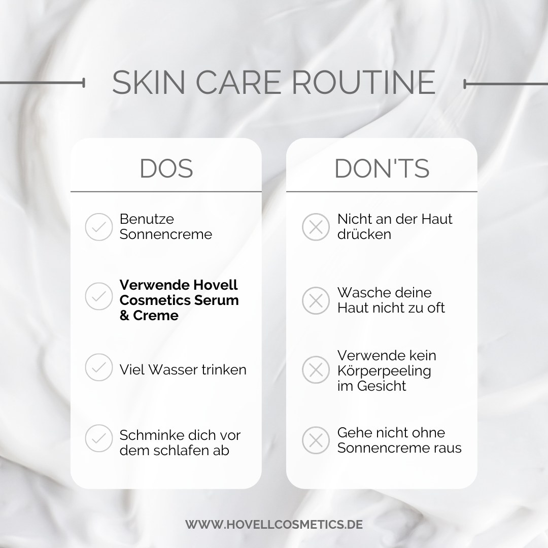 Die richtige Pflege ist wichtig, um Anzeichen der Hautalterung vorzubeugen.
Neben Sonnencreme, viel Wasser trinken und der richtigen Hautreinigung, kann Hovell Cosmetics ebenfalls dazu beitragen, die Haut zu erneuern und Falten zu vermindern.
Mit diesen Hinweisen sollte aber ebenso darauf geachtet werden, seine Haut vor der Sonne zu schützen und sie nicht mit aggressiven Peelings oder mit dem ausdrücken von Pickeln zu strapazieren.
www.hovellcosmetics.de
#hautalterung #hautalterungstoppen #hautpflege #skincaretips #skincareroutine #antiaging