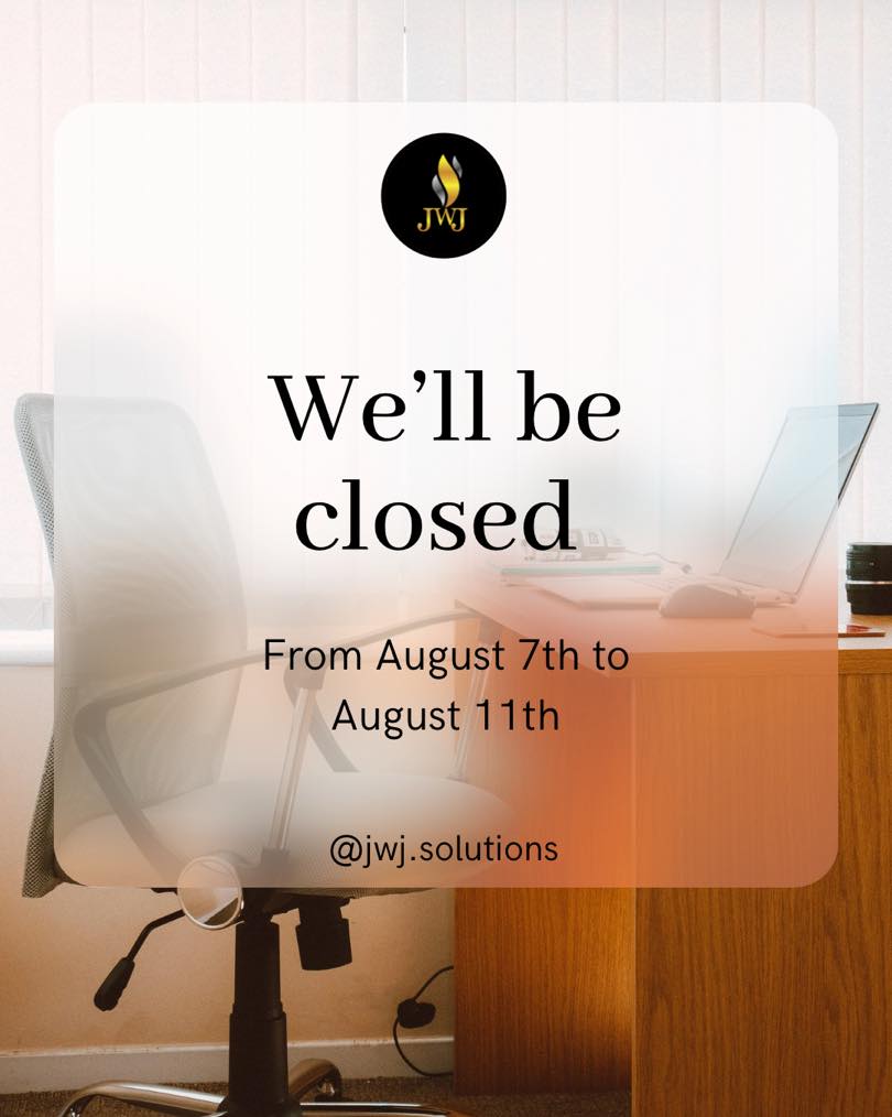 At JWJ we’re committed to keep offering an excellent service based on education, and experience.
For that reason all our staff will be on training at the #irstaxforum from August 7th to August 11th.
We will back on Monday, August 14th. As always, thank you for all your support.
#teamjwj✨