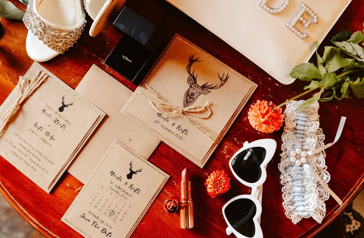 Congratulations to Nicola & Keith who were married at Maryculter House They had an autumnal, rustic theme for their wedding which we captured in their wedding stationery made with kraft card, twine and just a touch of champagne glitter with a traditional stags head. We carried their theme through to their on the day stationery too.
Many thanks to Danielle Leslie Photography for the stunning photos
#yourwedding #diyweddings #weddingideas #weddingplanning #diyweddinginvitations #handmadestationery #prettystationery #scottishweddingsupplier #modernweddingstationery #wedding #yourweddingyourway #invitations #weddingmenu #bridetobe #diywedding #2024wedding #stationerysupplier #yourweddingday #tablestationery #placecards #diyweddingideas #menus #dayinvitation #eveninginvitation #savethedate #orderoftheday #placecard #chequebookinvite #tableplan #seatingplan