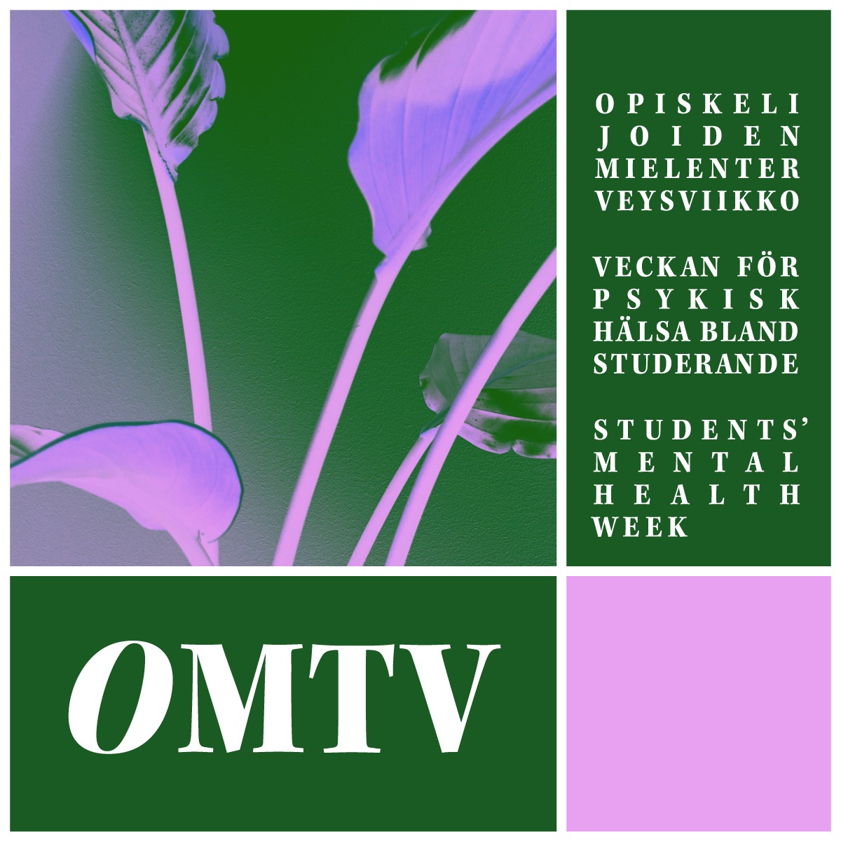 OMTV, eli Opiskelijoiden mielenterveysviikko on Nyyti ry:n järjestämä kampanja. Tänä vuonna teemana on "Mitä kuuluu opiskelija?". Voit vastata Roihu-vaikuttajaryhmän teettämään mielenterveyskyselyyn, jonka tavoitteena on kerätä tietoa opiskelijoiden mielenterveyden tilasta. Roihu-vaikuttajaryhmä on Nyyti ry:n vapaaehtoisista koostuva ryhmä, jossa vaikuttamisesta kiinnostuneet opiskelijat toimivat yhdessä opiskelijoiden mielenterveystilanteen edistämiseksi. Lisätietoa Nyyti ry:stä osoitteesta www.nyytiry.fi. Linkki kyselyyn: https://q.surveypal.com/Nyyti-ry-n-Roihu-ryhman-kysely-opiskelijoille-2025