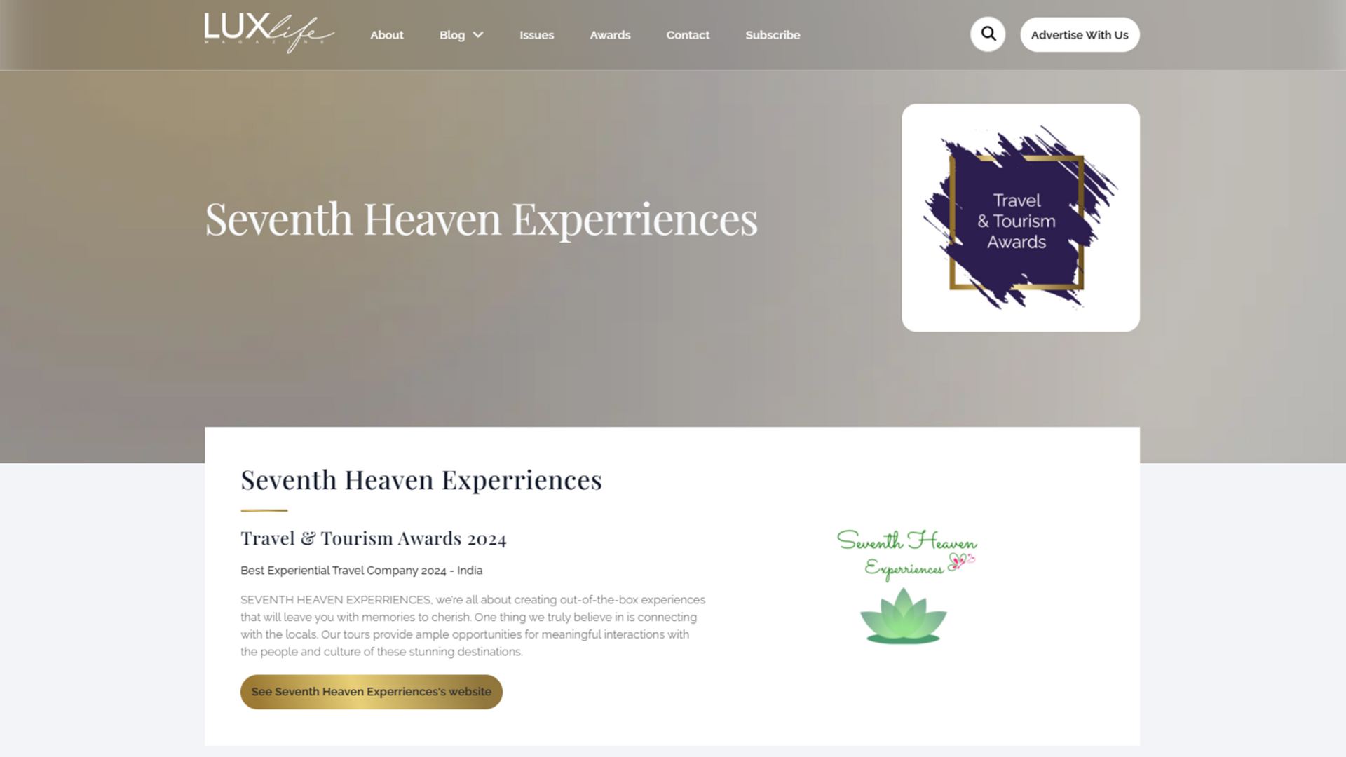 One more feather in our cap, Happy to receive Global recognition once again.
Thanks to our story tellers, our explorers, our hosts, our guest and all those who supported us with their love and trust.
https://www.lux-review.com/winners/seventh-heaven-experriences/
#seventhheavenexperiences #bestexperientialtravelcompany #LUXlife