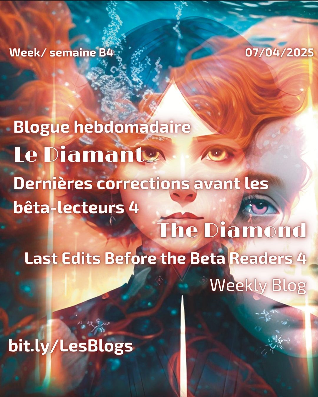 The blog is out! The anatomy of a novel, back to week B. Discover the writing process; follow the progress as I edit and translate The Diamond a fantasy novel from the Faerydom Mysteries’ series. Read the next excerpt from Loudna and the Strings of Time a science fiction novel from the Quantum Academy series
https://bit.ly/LesBlogs
Le blog est là! L’anatomie d’un roman, retour de la semaine B. Découvrez le processus d’écriture, suivez la progression de la correction et de la traduction du roman Le diamant, une fantasy de la série des Mystères du féeriaume. Lisez la suite de l’extrait du roman Loudna et les ficelles du temps : Taar, une aventure de science-fiction de l’Académie Quantique
#abalabee #ancilians #sciencefantasy #fictionblogs #blogfiction