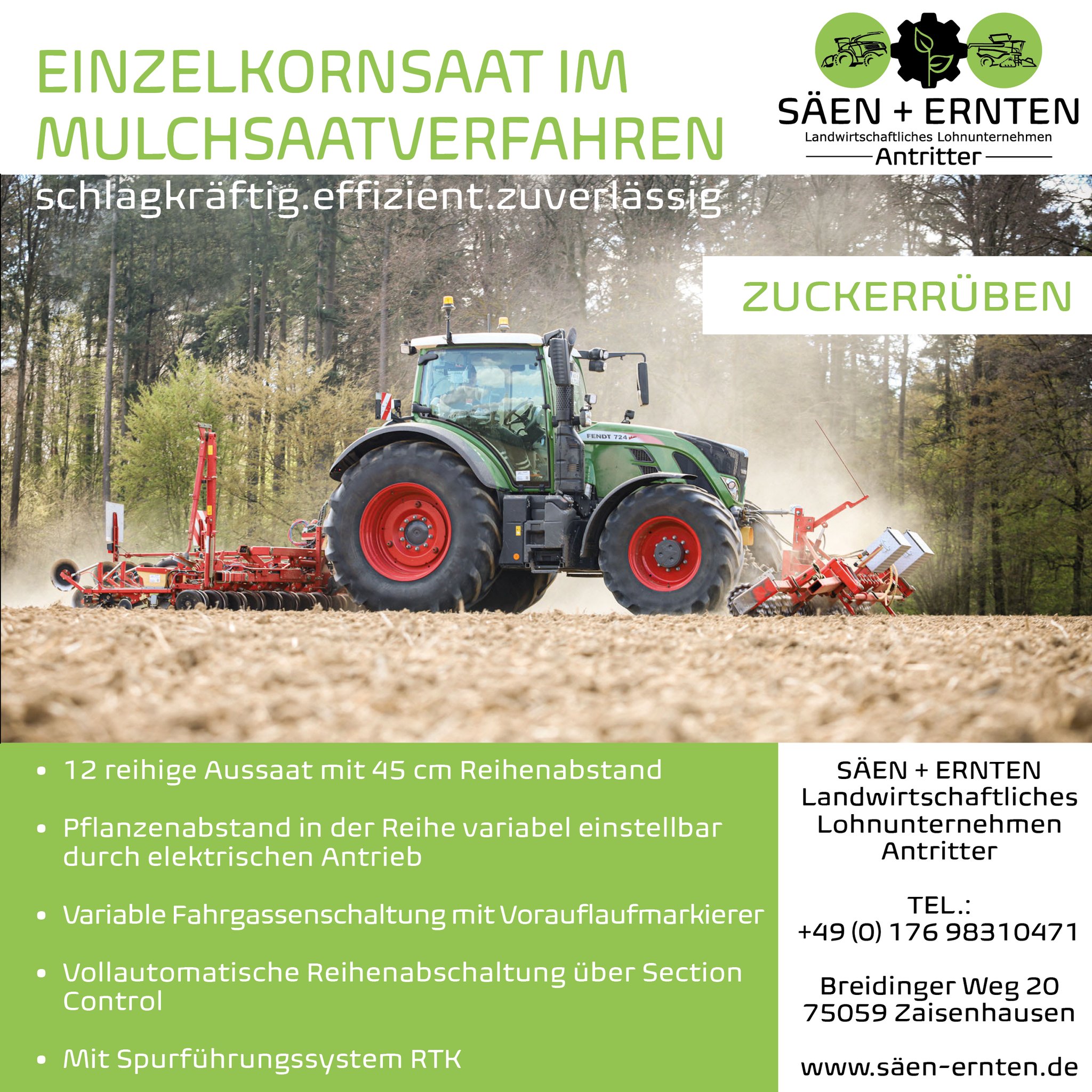 EINZELKORNSAAT IM MULCHSAATVERFAHREN - ZUCKERRÜBEN 🍠
Wir stellen unsere Leistungen vor! 👨🌾
.
.
.
.
.
#aussaat #zuckerrüben #kverneland #landwirtschaft #fendt #südzuckermomente #südzucker #landscapephotography #landwirt #lohnunternehmen #badenwürttemberg #kraichgau #landwirtschaftistleidenschaft #fullgas #foryou #lohner #lohnunternehmenantritter