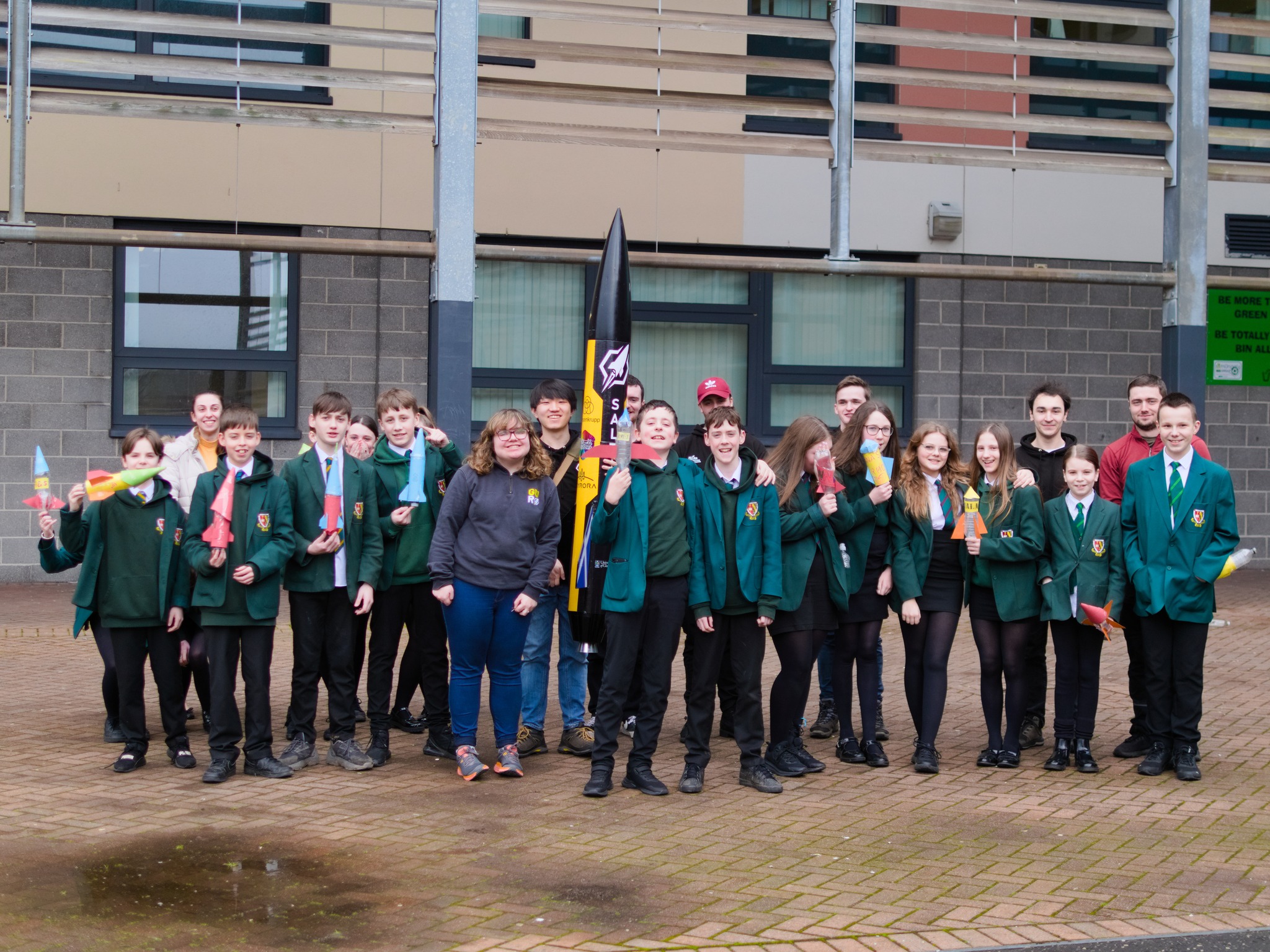 ⚠️ OUTREACH ALERT 📢
We visited St Mungo's High School in Falkirk to deliver an exciting lesson on how to build rockets! 🧑🚀🚀
After teaching the basics of aerodynamics, each pupil designed and built their very own bottle rocket to be launched at the makeshift launch site 🏫
It was a great opportunity for us to engage and inspire the next generation - can't wait for the next one! 🎓
#ThinkBigGoBeyond #rocket #engineering #engineer #space #science #stem #stemforkids