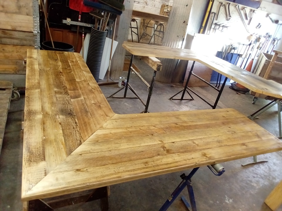 Some lovely scaffold desks made to measure for offices in Somerset. They've just been oiled ready for delivery at the end of the week! If your office is looking drab get in touch for a quote and a new year's glow up!