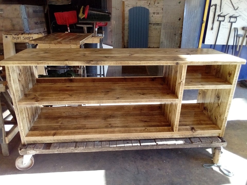 Ready to be delivered this bespoke unit made to measure from scaffold boards and oiled with osmo. Made for a local office. Get in touch with your requirements for a personalised quote #madelocal