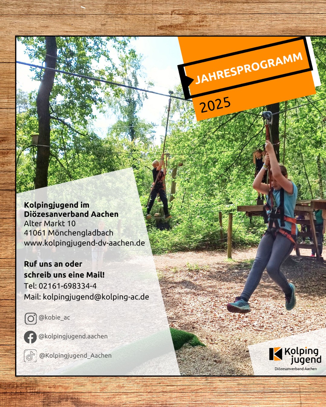 Wir freuen uns auf ein vielfältiges Programm 2025! Hier habt ihr unseren Programm-Flyer in digital. Schaut auch gerne auf unserer Website vorbei und meldet euch bei Kursen und Fahrten an :)
#kobieac #kolpingwirkt #kolpingvorort #zusammenlebenstärken #kolpingjugenddeutschland #kolpingjugendaachen #kolping #kolpingjugend #gruppenleiter #juleica #ferienfahrt