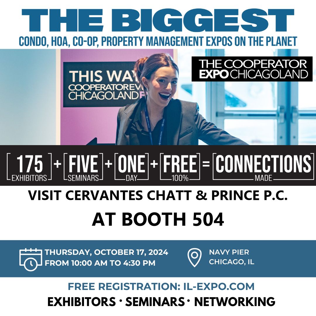 Two days left! This Thursday, some members of our team will be at the Cooperator Expo in booth 504! We will be available to answer any questions and share information about how our services can create value for your organization. Come on by and get some snacks and other goodies, registration is free!
For more information on the event visit: https://ilexpo.com/
#cooperator #condolaw #navypier #chicagolawyer #expo