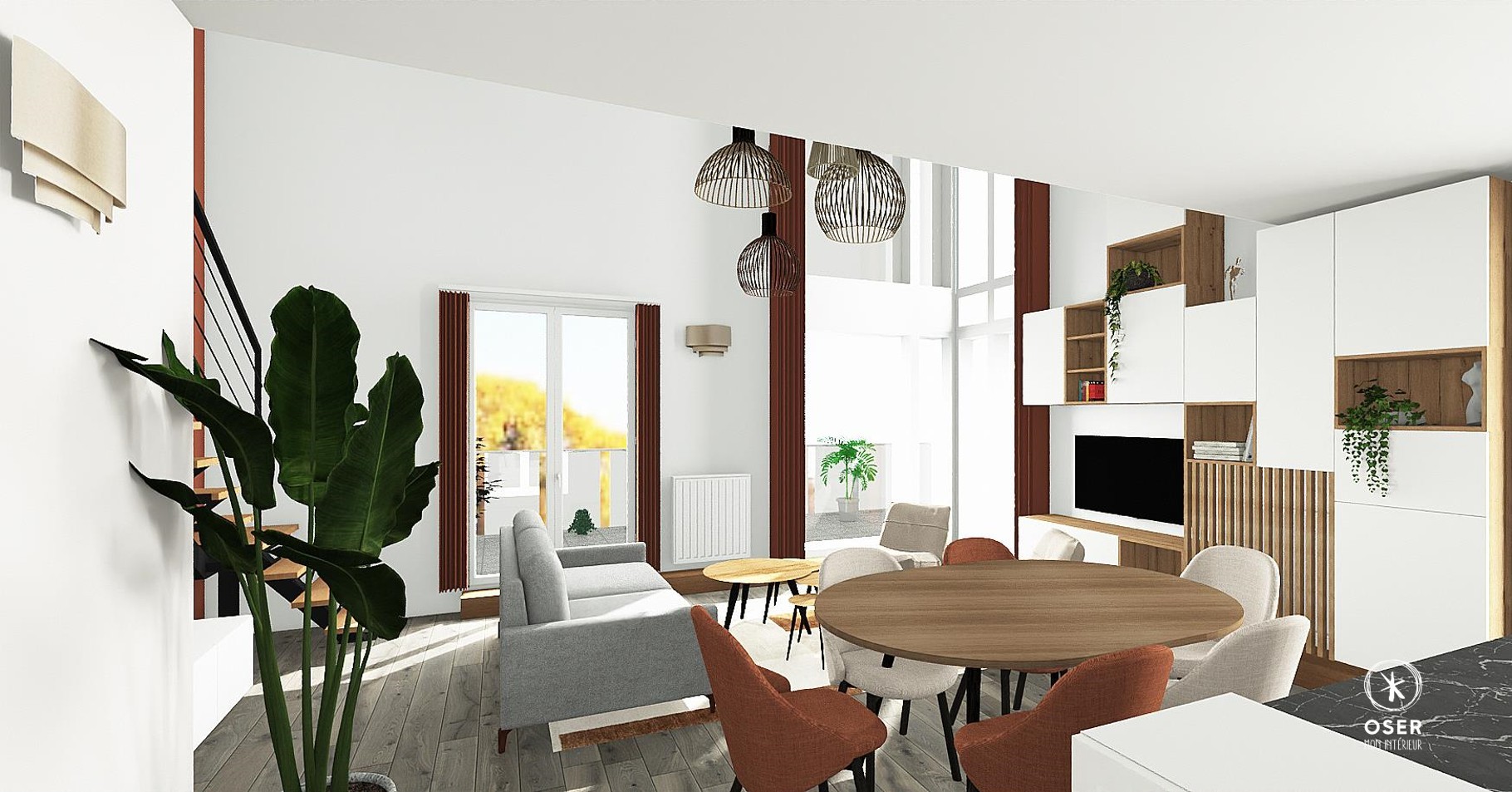 Vue 3D d'une pièce de vie chaleureuse & moderne ✨
Le bois naturel adoucit l’espace, le métal noir lui donne du caractère, la crédence en marbre noir ajoute une touche de modernité, et le terracotta réchauffe l’ambiance. 🧡 Associés à des matières texturées comme le rotin et le lin, ces éléments créent une pièce de vie chaleureuse et conviviale.
______________________________________________________
#piecedevie #terracotta #moderne #agence #elegante #sur-mesure #agencementinterieur #ambiance #maison #inspiration #amenagement #conseildeco #conseildéco #architecteinterieur #architecture #deco #architecterennes #3d #bois #createurinterieur #decorationinterieur #decorateurrennes #casquevr #rotin #mieuxchezsoi #CasqueVR #renovation #appartement #rennes