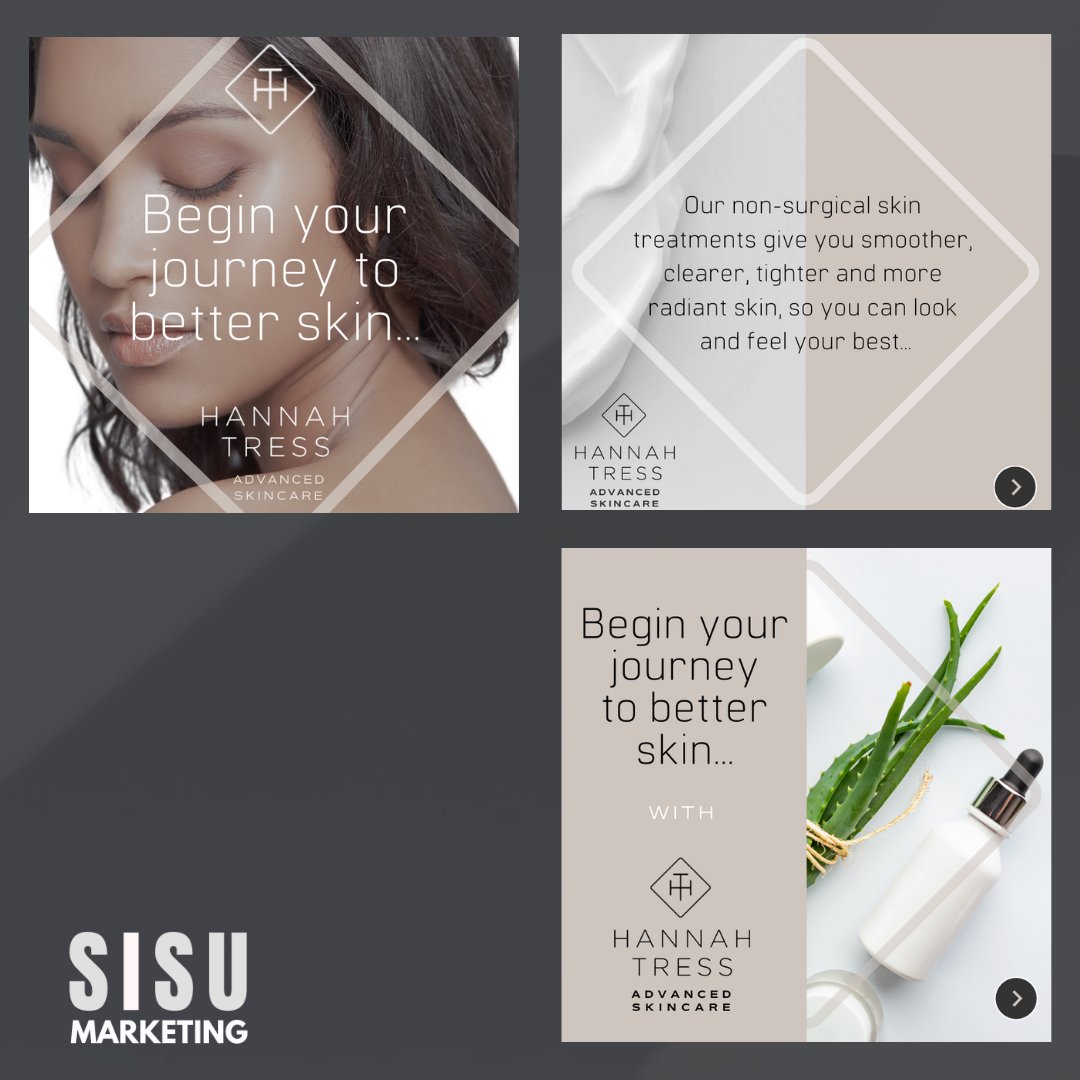 We recently worked with Hannah Tress Advanced Skincare to revamp her social media assets and bring brand consistency across her channels.
We created a series of eight templates in Canva for her to add content to when and where she needed it.
#Canvatemplates
#socialmediaassets
#contentcreationtools
#assetcreation
#BrandConsistency
#sisumarketing
#SurreyBusinesses
#surreyagencylife
#MarketingToolkit