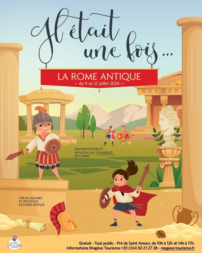 Retrouvez-nous sur le site de Megève pour 3 journées épiques sur la Rome antique du 09 au 11 juillet ! Au programme camp romain, danses, combats, initiations et stands thématiques. Alea jacta est ⚔