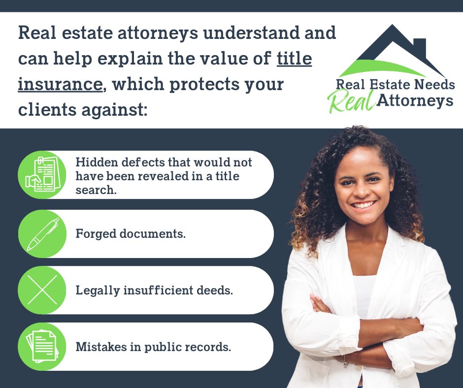 Our real estate attorneys add value to the process. We explain potential risks, the need for title insurance, and advise on important matters such as how clients should take title to their new property.
#ClientProtection #AttorneyGuidance #RealEstateBrokers