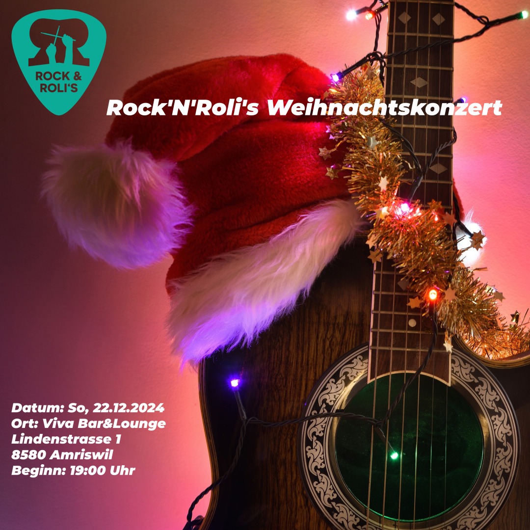 Unsere Musikschüler spielen die allerbesten Weihnachtshits von:
- Shakin' Stevens
- Chuck Berry
- José Feliciano
- Van Halen
- Bon Jovi
- Guns'N'Roses
und vielen mehr! Kommet vorbei und frohlocket.
Eure Rock'N'Roli und Schüler!
#ChristmasRock #weihnachtskonzert #vivabarlounge #rocknrolismusikshop #amriswil #gitarre #gitarrelernen #gitarrelernenfetzt