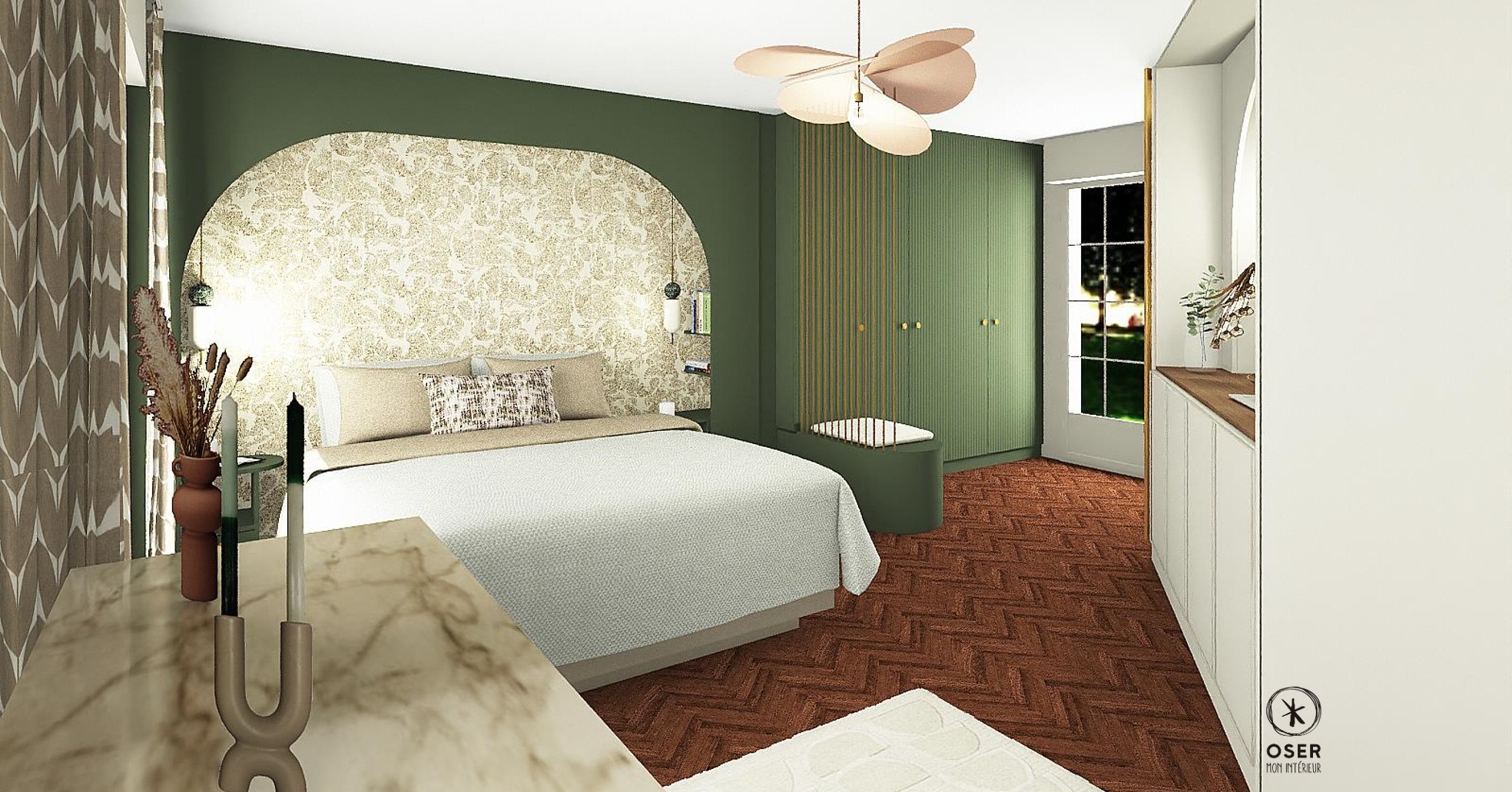 Immersion dans une chambre élégante et chaleureuse ! ✨
Bois naturel, touche doré et suspensions raffinées s’unissent pour une ambiance douce et sophistiquée. La tête de lit nichée dans une arche, sublimée par un papier peint texturé , apporte profondeur et caractère. L’espace est parfaitement optimisé avec des meuble sur-mesure pour ranger les vêtements (penderies, tiroirs…).
maison_casamance
____________________________________________
#elegante #moulure #sur-mesure #casamance #agencementinterieur #rennes #renovation #CasqueVR #mieuxchezsoi #decorateur #casquevr #travaux #decorateurrennes #decorationinterieur #createurinterieur #boxdeco #3d #architecterennes #boxdecorennes #deco #architecture #renovationmaison #architecteinterieur #travauxderenovation #conseildéco #conseildeco #architecture #agencementsurmesure #decorationchambre #papierpeint #vue3d