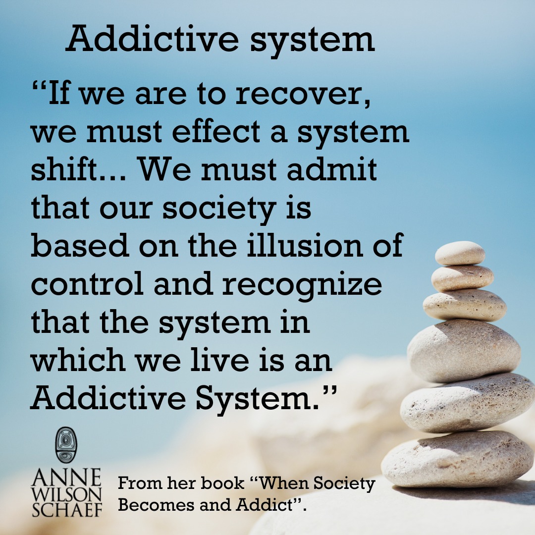 "If we are to recover, we must effect a system shift... We must admit that our society is based on the illusion of control and recognize that the system in which we live is an Addictive System." #addiction #addictivesystem #recovery #illusionofcontrol