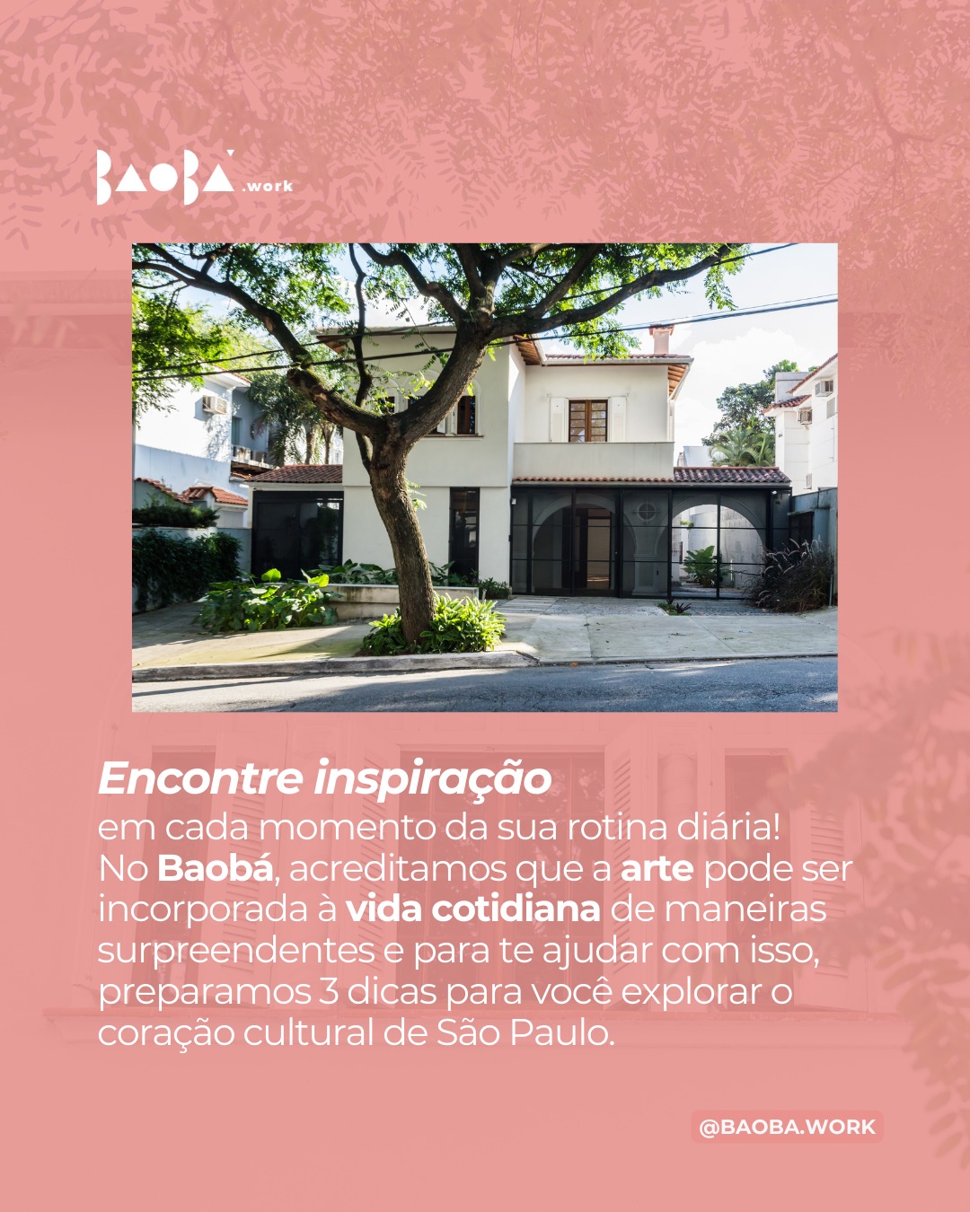 Às portas do fim de semana, convidamos você, que acompanha o Baobá Work, a sair de casa e alimentar não só a mente, mas também a alma.
Que tal um passeio cultural para enriquecer seus dias livres?
#saopaulo #eventocorporativosp #baoba #baobawork