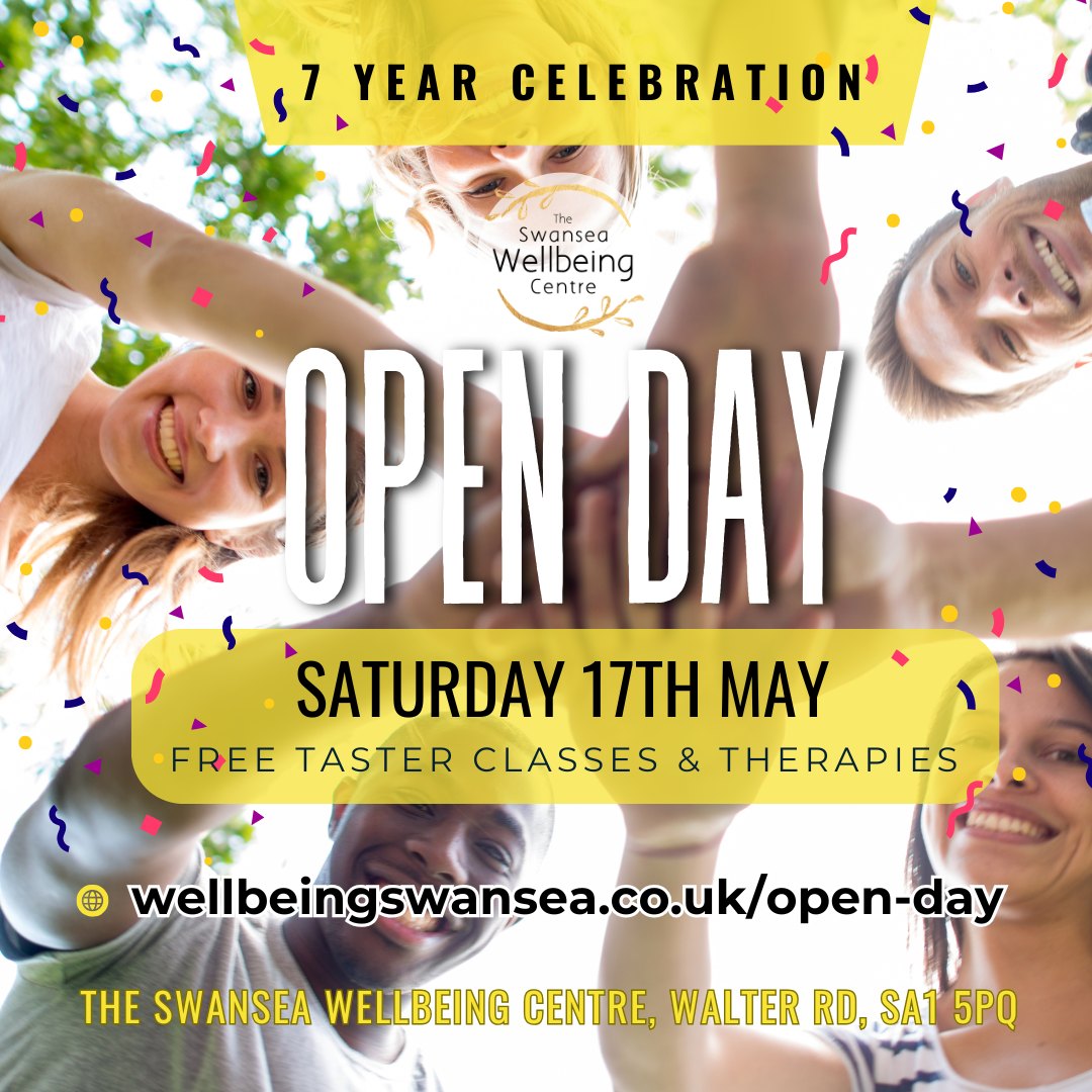 🌟 We’re Celebrating 7 Years 🌟
We are thrilled to be marking 7 wonderful years of the Swansea Wellbeing Centre, and we would love for you to be part of this special occasion! 🎊
This is a fantastic opportunity to try our free tasters classes and therapies —while celebrating everything we’ve built together as a community. 💛
📅 Date: Saturday, 17th May
📍 Venue: The Swansea Wellbeing Centre
TO BOOK:
wellbeingswansea.co.uk/open-day