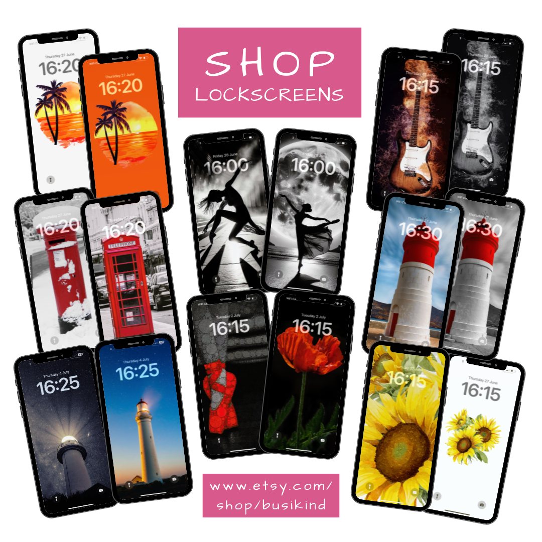 Smartphone Lockscreen Wallpaper Sets For Various iPhone, Samsung Galaxy Or Instagram Stories ... Another Digital Product Range In Our Etsy Shop.
Check Out The Shop For More:
www.etsy.com/shop/BusiKind
Follow BusiKind For More:
@busikind
#digitalarts #iphones #samsung #samsunggalaxy #instagramstoryinspiration #instagramstorytemplates #instagramforbloggers #travelinspiration #BeInspired #dailyinspiration #SunflowerBouquet #iphonehacks #iphonephotography #selfexpression #passionprojects #ballet #expressyourself #SunsetViews #iphonelove #balletlife #balletdancing #londonlife #flowers #beachlovers #followyourpassions #musiclovers #vintagestyle #electricguitars #sunflowers #lighthouses