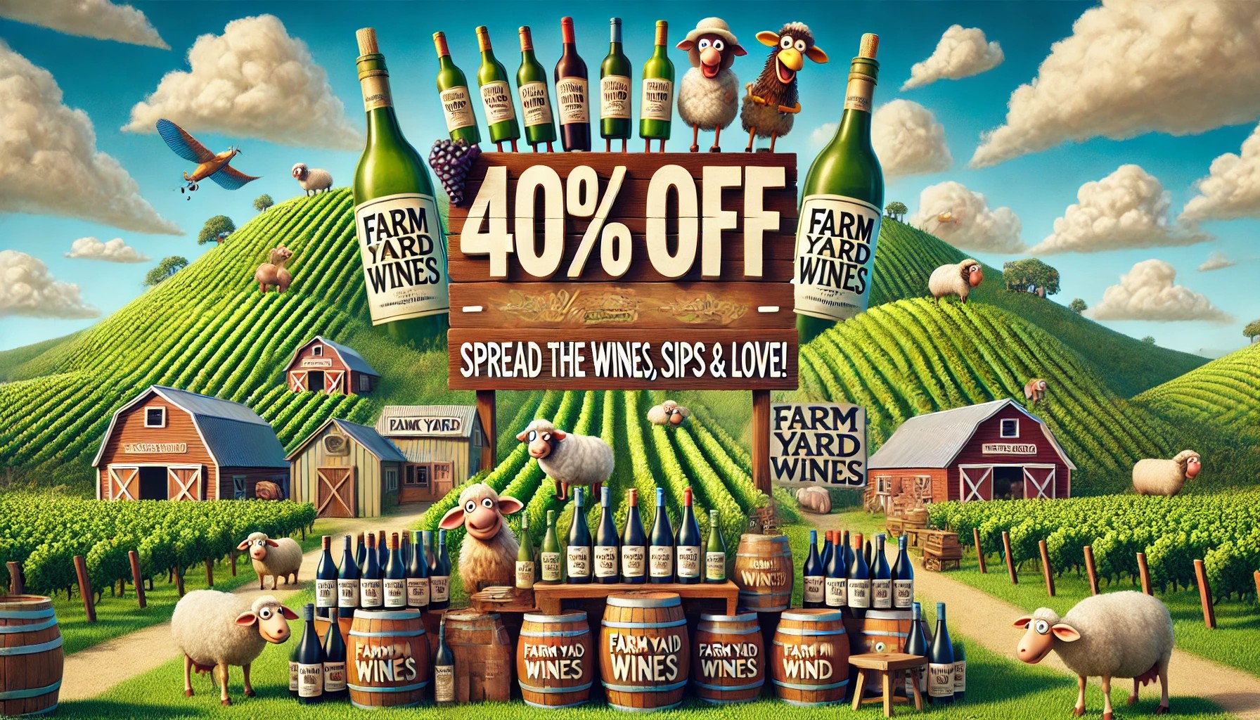 🍾WHOPPING 40% OFF!!!🥂🍷
🚨 THE BIGGEST FARM YARD WINES DEAL EVER – AND IT’S A ONE-TIME ONLY EVENT! 🚨
We promised you something special, and here it is – a whopping 40% OFF just for our Facebook followers! 🎉 But here’s the catch – this is a ONE-TIME ONLY deal, never to be repeated.
With prices of just about everything skyrocketing, we know times are tough. So, consider this our way of helping you enjoy life’s little pleasures without breaking the bank.
For a limited time only, grab your favorite Farm Yard Wines at an unbeatable 40% discount – just order a minimum of 1 dozen wines, or as many as you want and use the code CHEERS40 at checkout! Because great wine should be for everyone, no matter what the cost of living is doing! 🍷
🔔 Use code: CHEERS40
📅 Hurry – offer ends soon, and won’t EVER be repeated!
Let’s spread the wines, the sips, and the love across Australia! 🍷💕 Share this with your friends, and get them to share it too—because everyone deserves a great drop at a cheeky price!