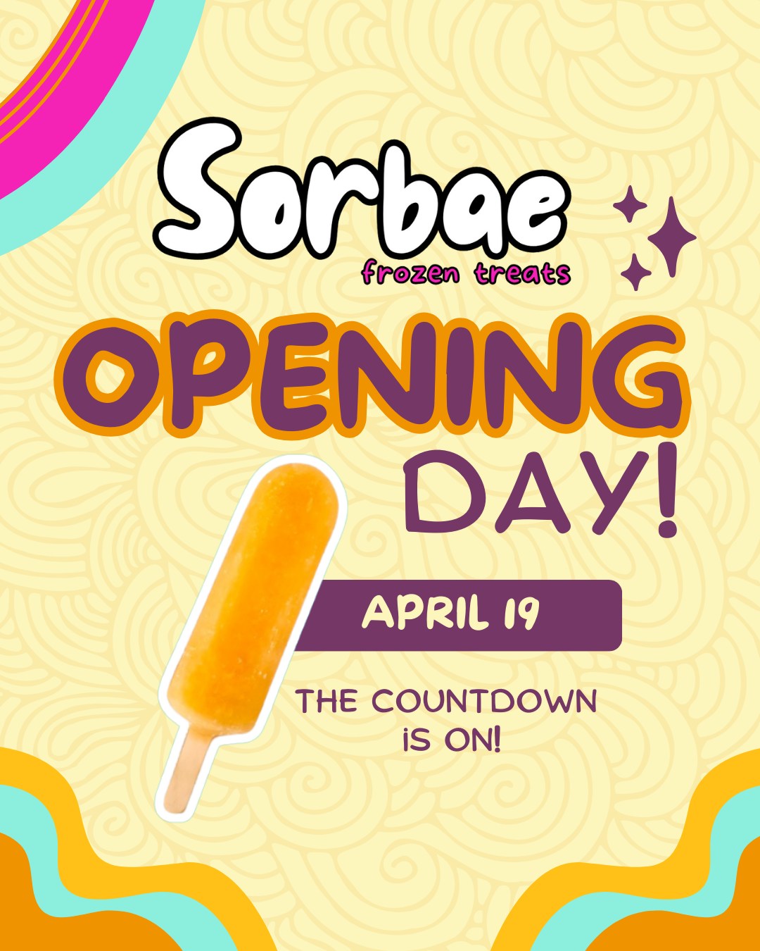 Opening day = April 19th 🍦🎉 We’ll be serving all weekend long (yes, even the holiday and Monday 👀) then we’re back to our regular hours: Thurs–Sun, 2–7:30pm.
Year 5 is comin in hot - with a new line of pops inspired by your fave nostalgic treats. Any guesses? 👇
Text the group chat. Let’s make it a whole thing 💛