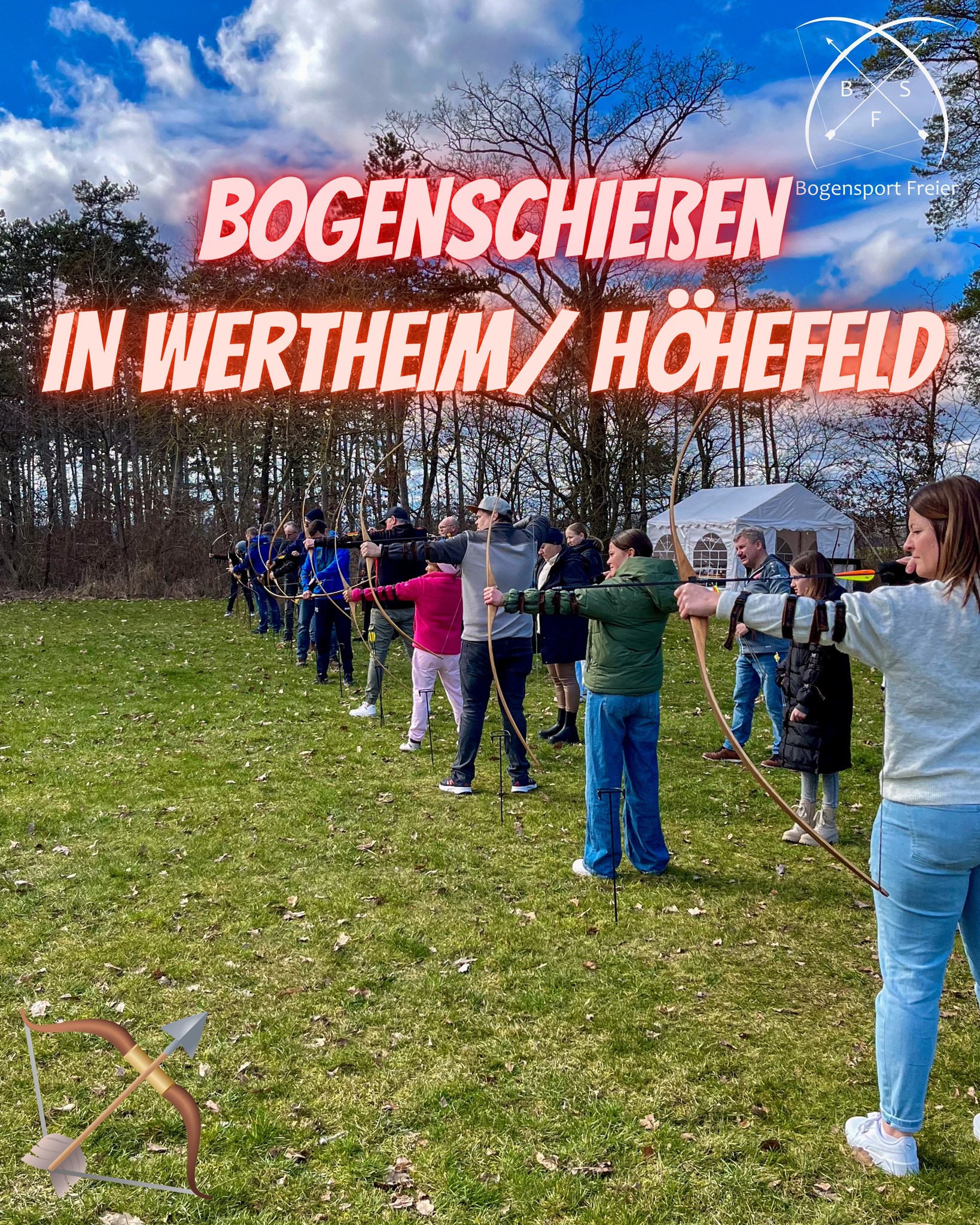 🔴 𝗔𝗯 𝗱𝗶𝗲𝘀𝗲𝗺 𝗦𝗮𝗺𝘀𝘁𝗮𝗴 𝟯𝟬.𝟬𝟯.𝟮𝟰 👇
🏹 𝐁𝐨𝐠𝐞𝐧𝐬𝐜𝐡𝐢𝐞𝐬𝐬𝐞𝐧 𝐢𝐧 𝐖𝐞𝐫𝐭𝐡𝐞𝐢𝐦/ 𝐇𝐨̈𝐡𝐞𝐟𝐞𝐥𝐝 🏹
🟡 Auf unserem Bogenplatz in Höhefeld/ Wertheim bieten wir dir samstags in der Outdoor-Saison Bogenschießen an.
🔵 Alle Info´s dazu findest du hier 👇
https://www.bogensport-freier.de/bogenschiessen-wertheim
𝗘𝗶𝗻𝗲 𝗲𝗶𝗴𝗲𝗻𝗲 𝗕𝗼𝗴𝗲𝗻𝘀𝗽𝗼𝗿𝘁-𝗔𝘂𝘀𝗿𝘂̈𝘀𝘁𝘂𝗻𝗴 𝗶𝘀𝘁 𝗻𝗶𝗰𝗵𝘁 𝗻𝗼̈𝘁𝗶𝗴.
Du hast bei uns vor Ort die Möglichkeit Pfeil & Bogen sowie Schutzausrüstung gegen einen kleinen Obulus für die Dauer deines Aufenthaltes auszuleihen.
☀️ Bogenschießen in Höhefeld bei Wertheim 🏹
🏹 Freies Bogenschießen an jedem Samstag möglich! 🎯
🏹 Keine eigene Ausrüstung notwendig! 🎯
🏹 Bogensport-Trainer & Bogenleihe vor Ort! 🎯
🟡 Gruppen ab 4 Personen bitte vorher kurz telefonisch (0931 305 14 935)/ per Mail anmelden, oder schicke uns eine Nachricht über das Kontaktformular am Ende dieser Seite.
Wir freuen uns auf dich! 🏹
#bogenschießen #wertheim #würzburg #freizeit #outdoor #outdoorsport #höhefeld