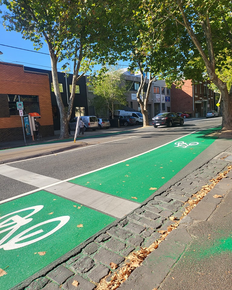 Fresh green on the street.
#yarra #bikelanes
