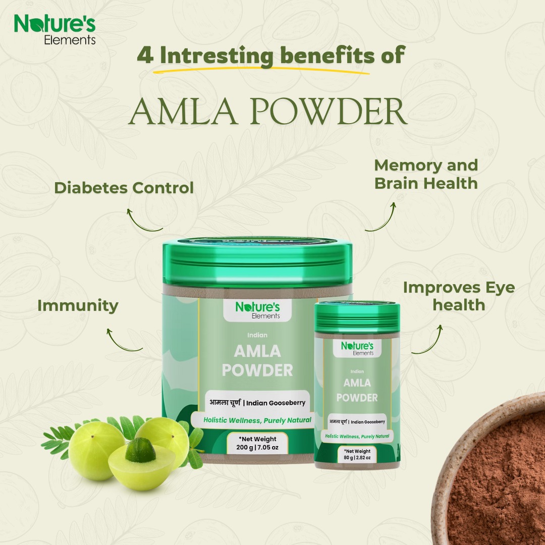🌿 Amla Powder – The Timeless Superfood for Your Health! 🌿
Straight from the heart of Ayurveda, Nature’s Elements Amla Powder is your go-to solution for holistic well-being. Packed with essential nutrients and antioxidants, this powerhouse ingredient has been trusted for centuries to enhance overall health. 💚
✨ Why You Need Amla Powder in Your Daily Routine:
✅ Diabetes Control – Regulates blood sugar levels naturally with its powerful anti-diabetic properties.
✅ Memory & Brain Health – Rich in antioxidants that support cognitive function and improve focus.
✅ Immunity Booster – Strengthens your body’s defense mechanism with high Vitamin C content.
✅ Improves Eye Health – Reduces eye strain, enhances vision, and fights oxidative stress.
✅ Supports Digestion & Detox – Aids digestion and detoxifies the body for better gut health.
🌱 Pure. Natural. Ayurvedic. Sourced responsibly and made with care, our Amla Powder is free from additives and preservatives – just 100% pure goodness for your body!
🛍️ Elevate your wellness with Nature’s Elements Amla Powder today!
#AmlaBenefits #NaturalWellness #AyurvedaHealing #NaturesElements #Superfood #HealthMatters