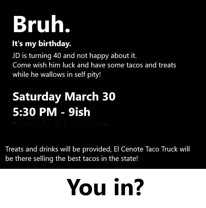 Thanks Alicia Eccles Kitchen for throwing me an epic 40th birthday party last week! And thanks everyone who came and helped test out the 360 booth.
El Cenote Tacos, Bowman’s Donuts, Friends, and Family what more do we need in life?
Please leave condolences below 😏
www.northernutahphotobooths.com
____________________________________
#photobooth #nupb #northernutahphotobooth #wedding #party #corporateevents #custombuilt #followme #love #happy #photooftheday #photoboothforrent #photoboothforsale #instagood #cool #fun #bestoftheday #work #dance #photoboothlife #360booth #videobooth
#sweet16 #40yearsold