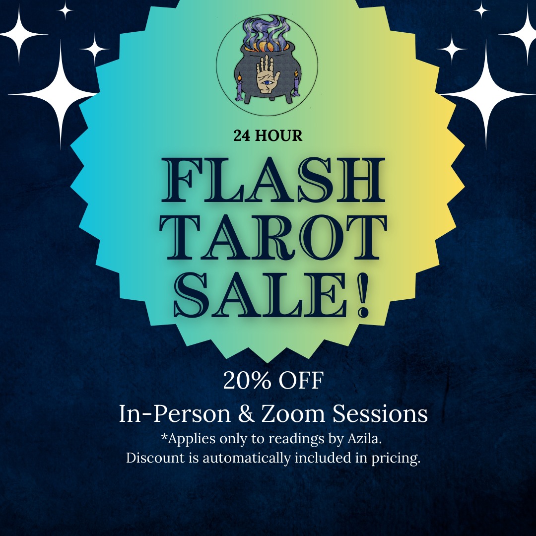 FLASH TAROT SALE! 20% OFF Tarot Readings for the next 24 hours!
Sessions are available in-person at the store OR over Zoom.
Sale applies ONLY to readings with Azila. Ends Monday @ 5pm PST (or when available appointments are filled) Discount is already included in current price, no code needed!
Head to Linktree in bio and select "Book a Tarot Reading"
.
.
.
.
.
#TarotSale #TarotReading #FlashSale #TarotDiscount #InPersonReading #ZoomReading #TarotCommunity #Spirituality #TarotWithAzila #MetaphysicalShop #TarotLife #SpiritualGuidance #TarotReader #EmpowermentThroughTarot #Witchcraft #humboldtcounty