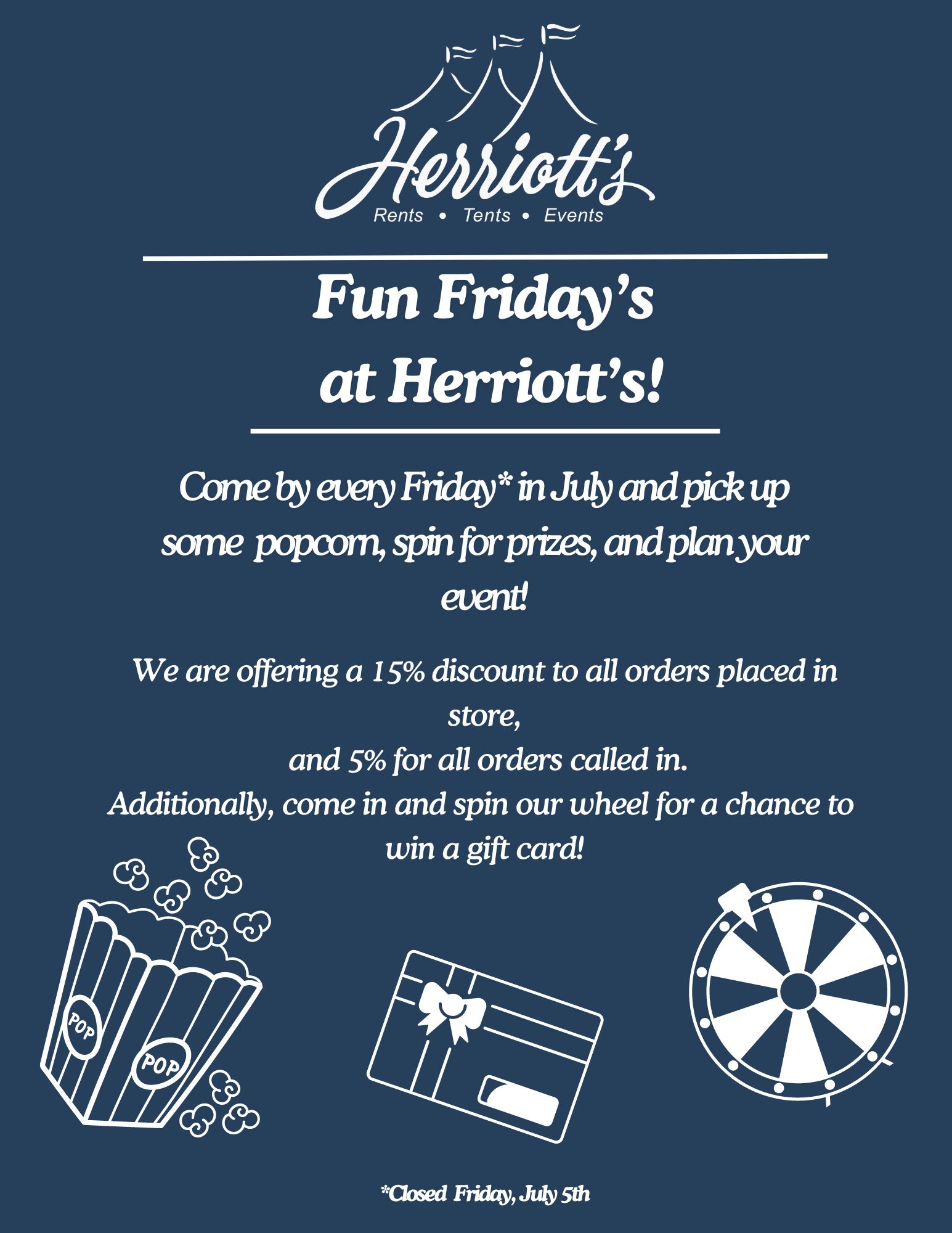 Tell a neighbor, tell a friend!!! Stop by our Showroom from 9:00am-5:00 pm for Fun Friday!!! Get some treats, spin the wheel for prizes, and checkout our items in our showroom!! 1420 N. Neil Street, Champaign, Illinois 61820 (217)356-9713!!
#herriotts