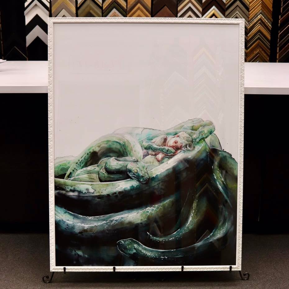 This amazing print of ‘Medusa’ by @agnes_cecile we framed recently was a shop favourite project!
We adored the delicate watercolour look paired with the simple, yet intricate distressed frame, part of the Ruvo collection from @romamoulding!
#frameitonbloor #customframing #framing #artframing #toronto #downtowntoronto #bloorbythepark #bloorwestvillage #shoplocal #smallbusiness #torontosmallbusiness #romamoulding #agnescecile #watercolour #watercolor #art #snakes