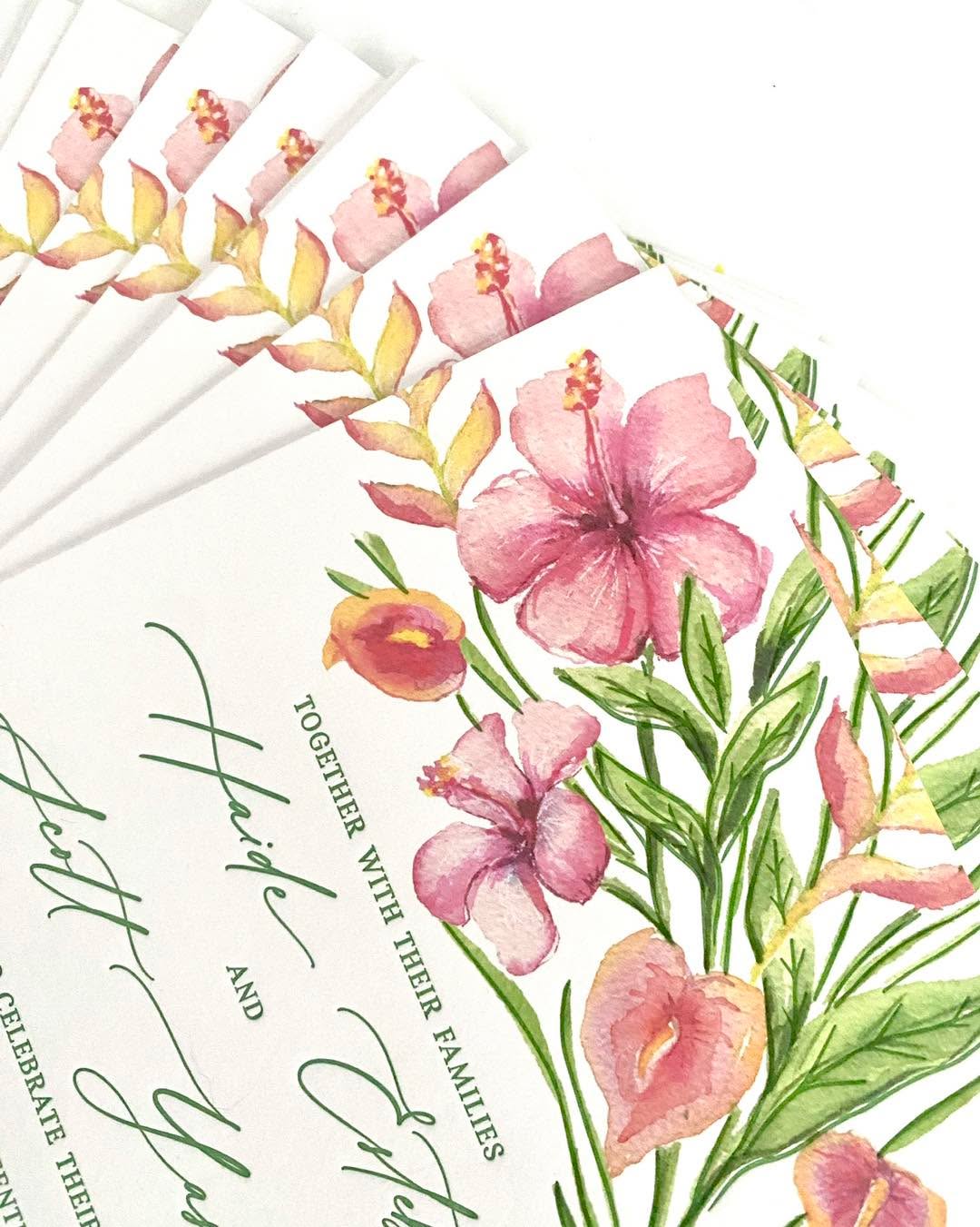 Happy Monday! Itโs rainy and gloomy in NOLA, but these tropicals make everything brighter! Itโs wedding month for H & S!! ๐ซถ๐ฅ๐ฉโ๐จ๐
#letterpress #watercolor #weddinginvitations #weddinginspiration #tropicalparadise