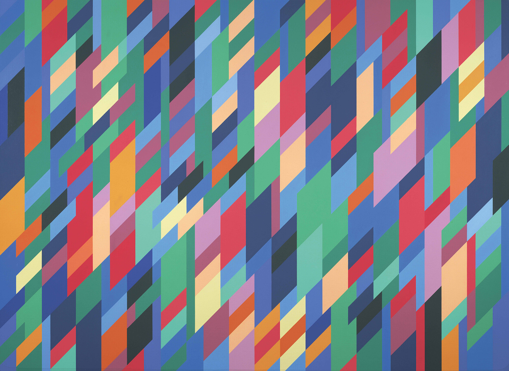 Bridget Riley is a British painter born in 1931. She is known for her colorful optical works, producing complex visual experiences that engage the sensations and perceptions of the viewer.
The artist spent part of her childhood in Cornwall. Living by the sea, she developed an enduring sensitivity to the changing effects of light on the surrounding landscape. After a brief period of figuration, she “abstracted” nature away in drawings, as she sought to create works that directly challenged the viewer's perceptions and emotions without the intermediary of a recognizable subject. At the time, she was fascinated by the work of the Pointillists and the illusions of Victor Vasarely: her first abstract works are a tribute to their discoveries about the interaction of colors and the role of the eye in blending nuances.
In 1961, Bridget Riley presented a variety of geometric shapes (lines, circles, curves and squares) in black and white, then later in gray. The perception of these a priori stable elements is disrupted by different compositional processes which, superimposed, cancel each other out and dissolve. The artist gives her compositions a sense of movement, light and space, voluntarily disorienting the viewer's eye. In 1965, she exhibited at the Museum of Modern Art in New York during a group show that drew worldwide attention to “Op Art”. From 1967, she produced her first paintings in stripes, before adopting curves for much of the 1970s. Inspired by a trip to Cairo in 1979, she returned to stripes and even introduced color to her work, adopting a distinctive group of hues she called her “Egyptian palette” (turquoise, blue, red, yellow, green, black and white). By doing so, Bridget Riley expanded the perceptive and optical possibilities of her compositions.
Later, she would do the same by widening the spectrum of form as well, as she started to explore rhomboidal shapes in her work. For six decades, the artist has thus conducted an in-depth investigation into the interactions of color and form, offering profound insights into the workings of human perception.
#bridgetriley #opart #contemporaryart